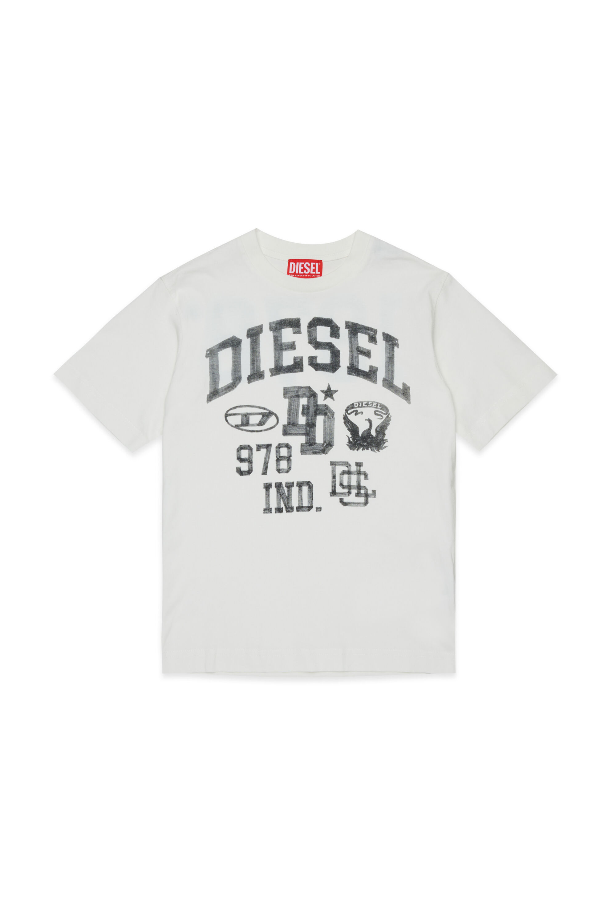 Diesel - TBAND OVER, Man's Cotton T-shirt with varsity graphics in White - 1