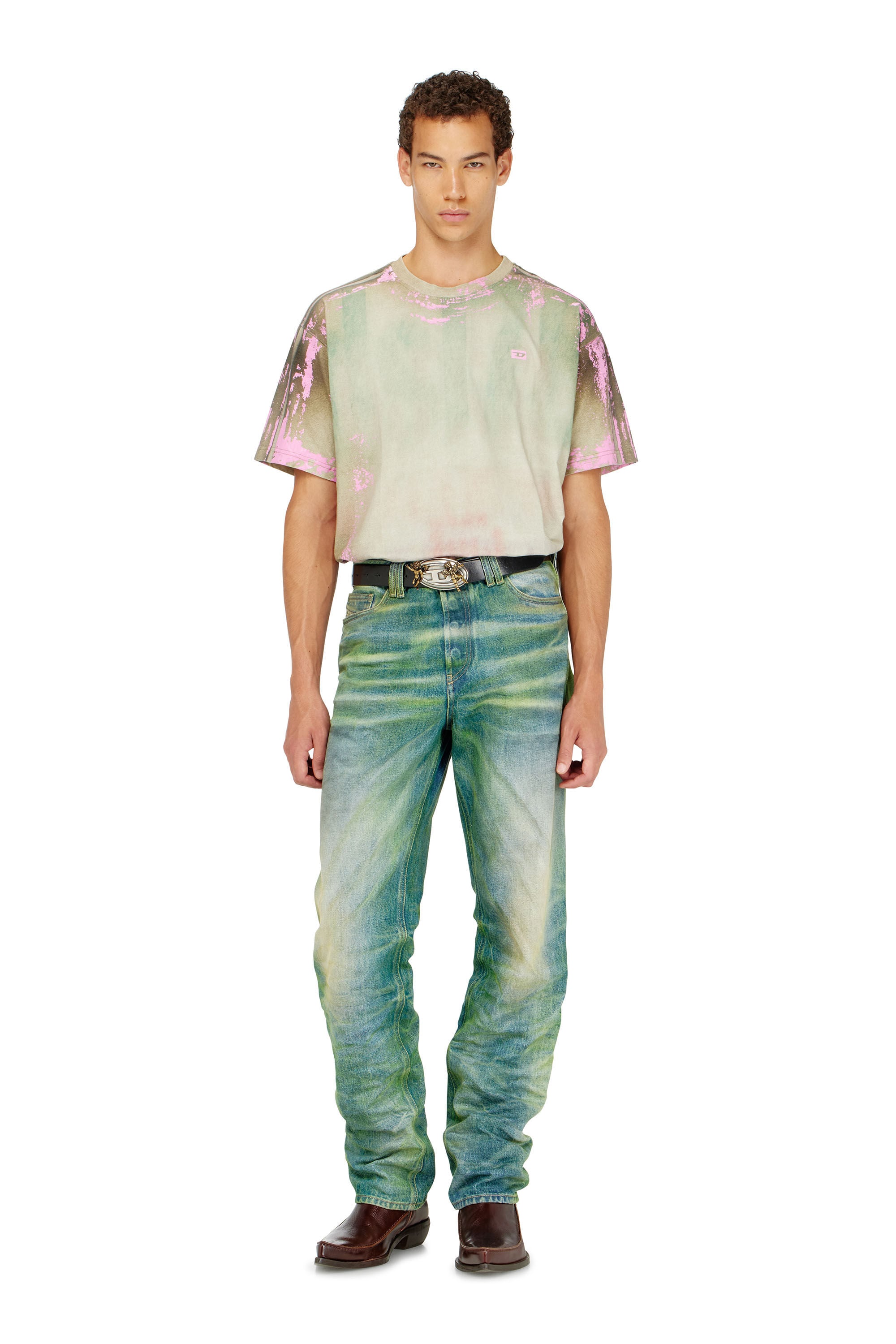 Diesel - T-FILMY-SHO, T-shirt en jersey effet cuir craquel&eacute; Homme in ToBeDefined - 1