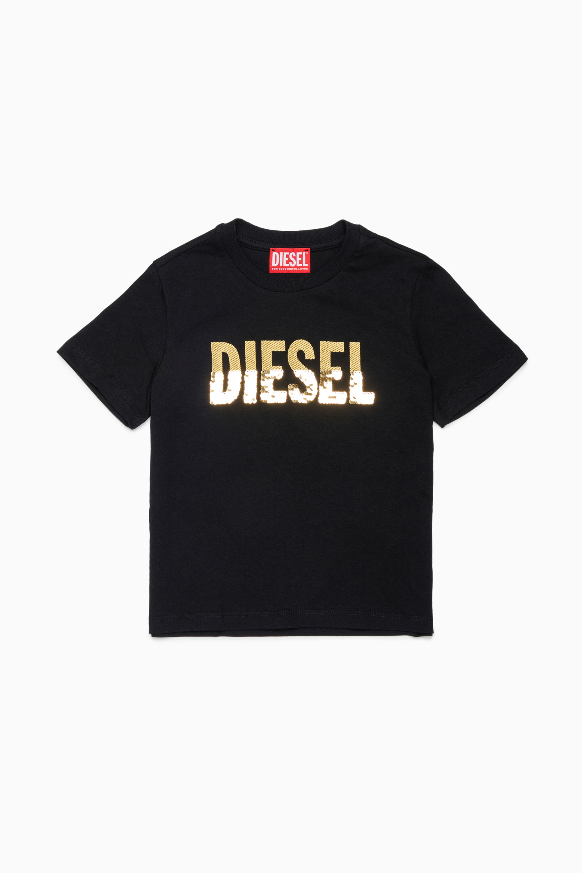 Diesel - TPALLY, T-shirt en coton avec logo en sequins Femme in Noir - 1