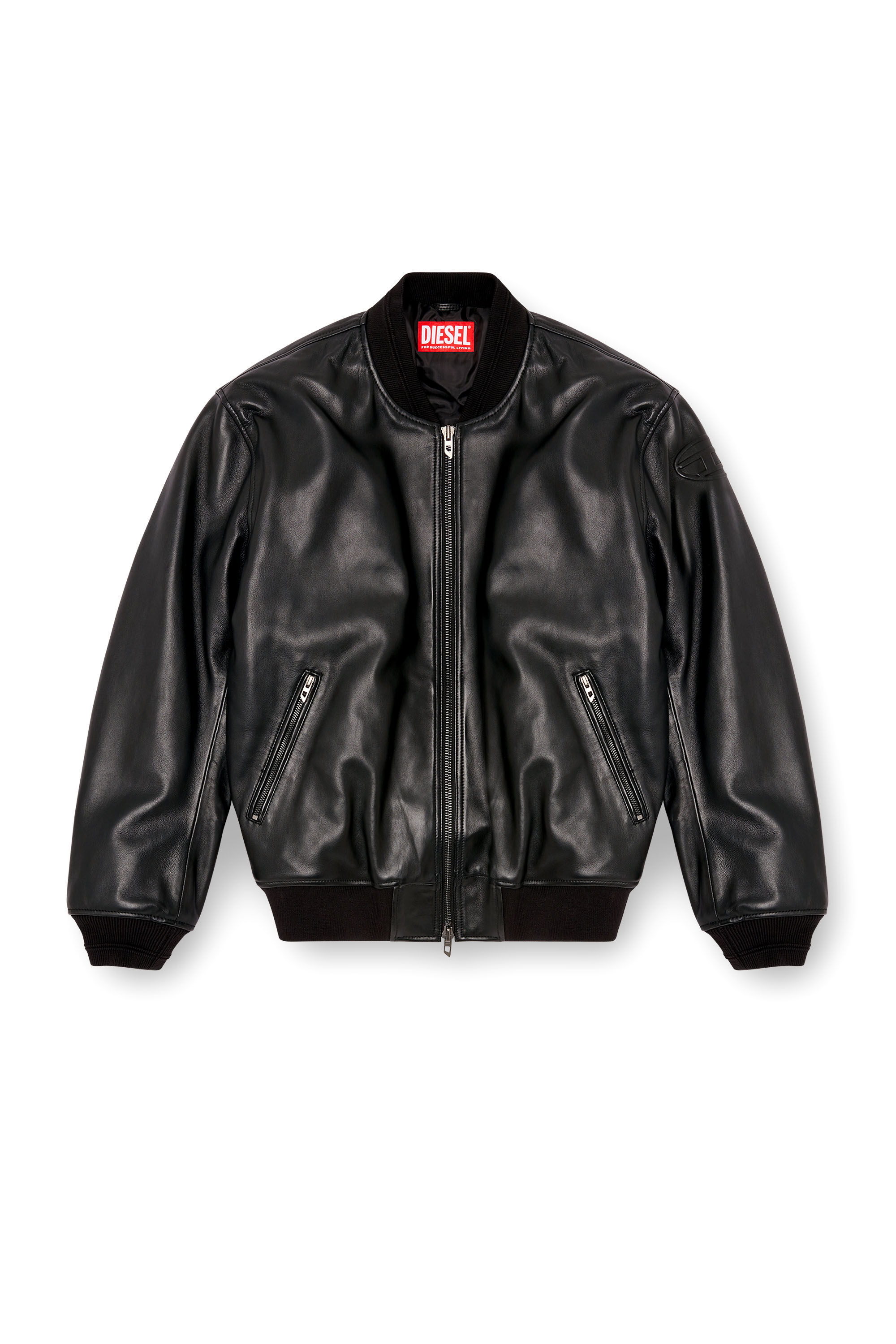 Veste bomber en cuir Homme Noir Diesel