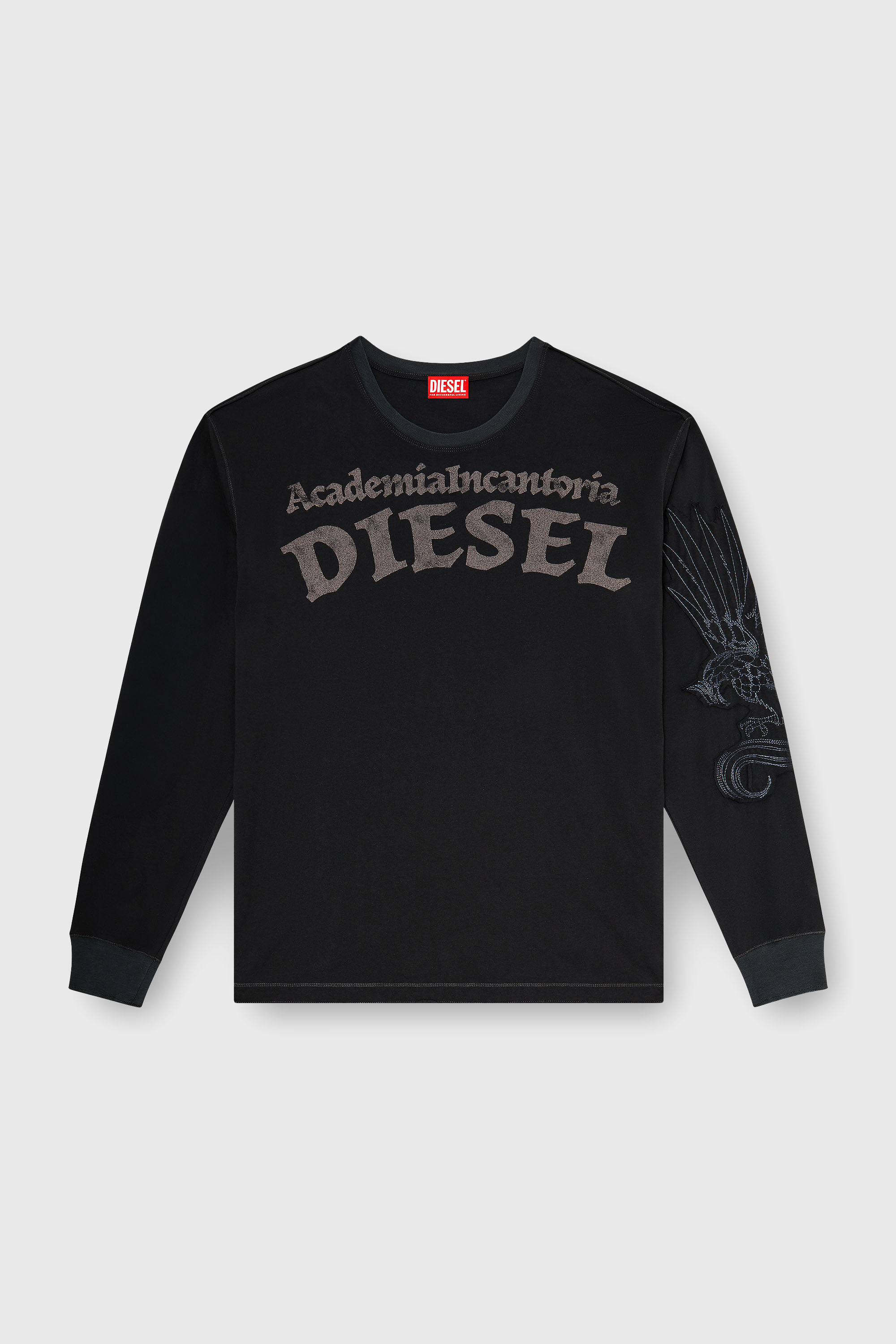 Diesel - T-NORM-LS-AA3, T-shirt manches longues avec imprim&eacute;s et patchs Homme in Noir - 2
