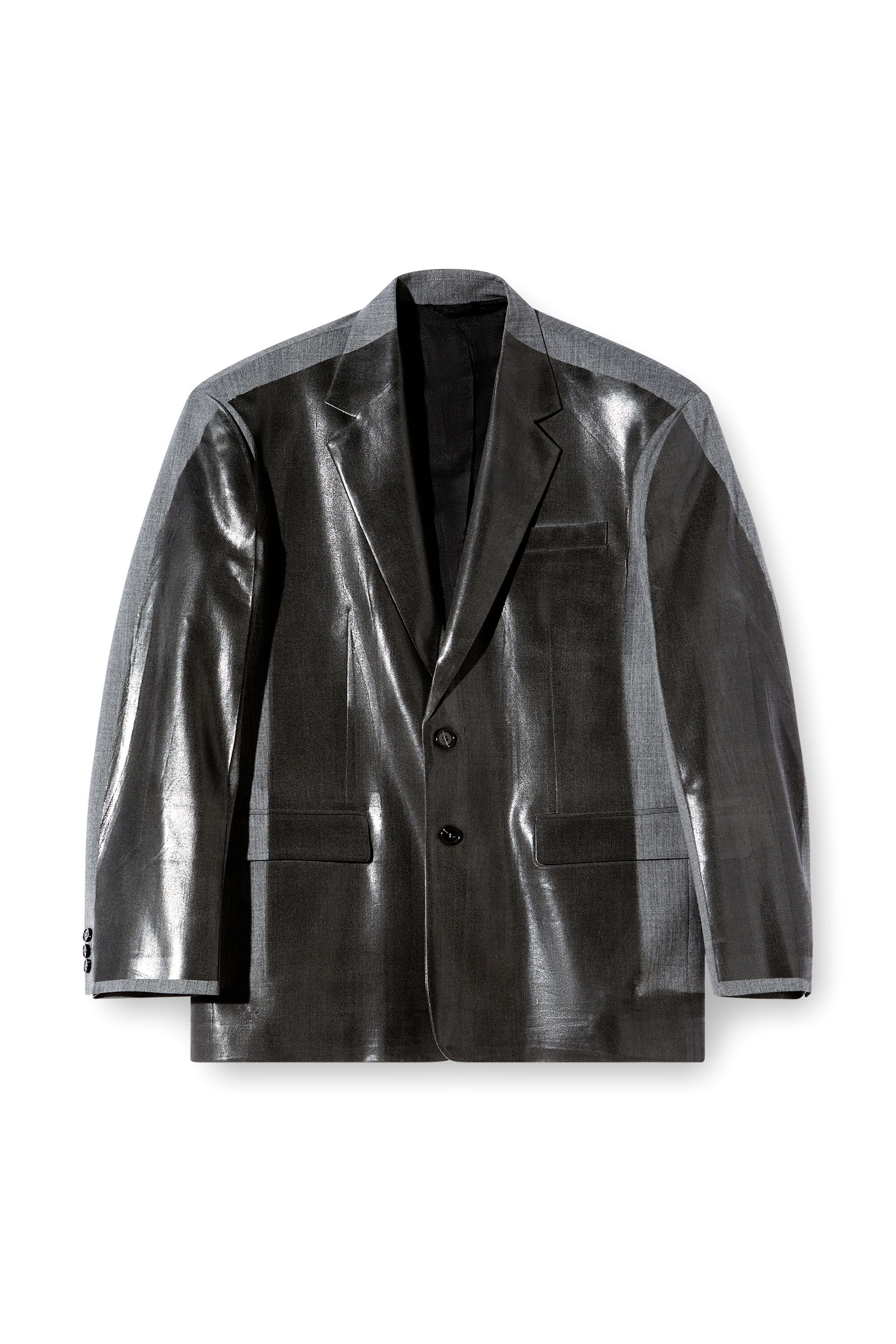 Diesel - J-OVER-DD, Blazer oversize avec devant enduit Mixte in Noir - 2
