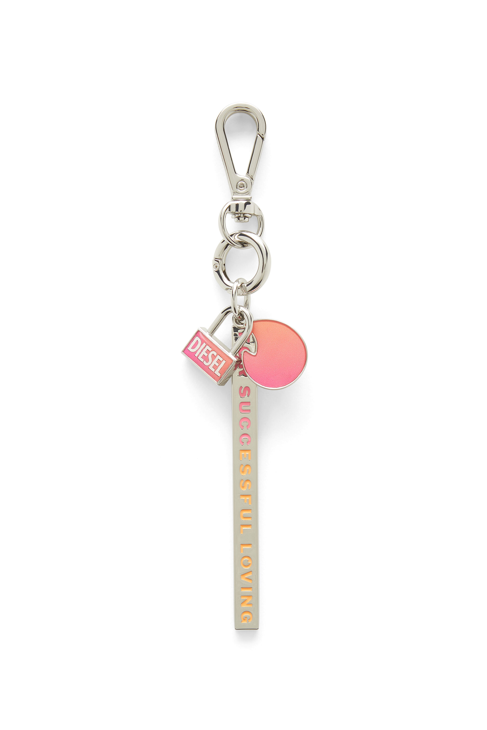 Diesel - TINDER CHARM, Porte-cl&eacute;s en m&eacute;tal d&eacute;grad&eacute; Mixte in Gris argent&eacute; - 1
