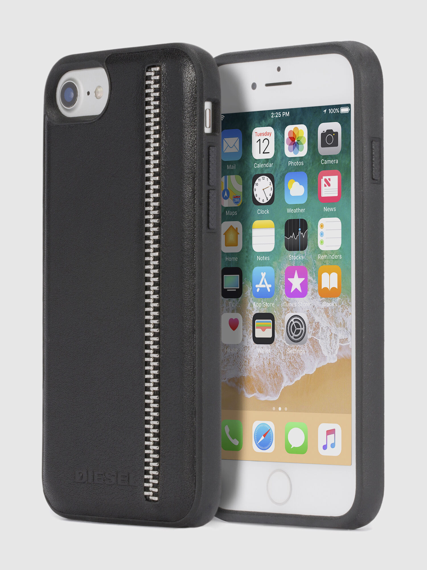 Diesel - ZIP BLACK LEATHER IPHONE 8 PLUS/7 PLUS/6s PLUS/6 PLUS CASE, Coque avec zip, iPhone 8 Plus/7 Plus/6s Plus/6 Plus Mixte in Noir - 1