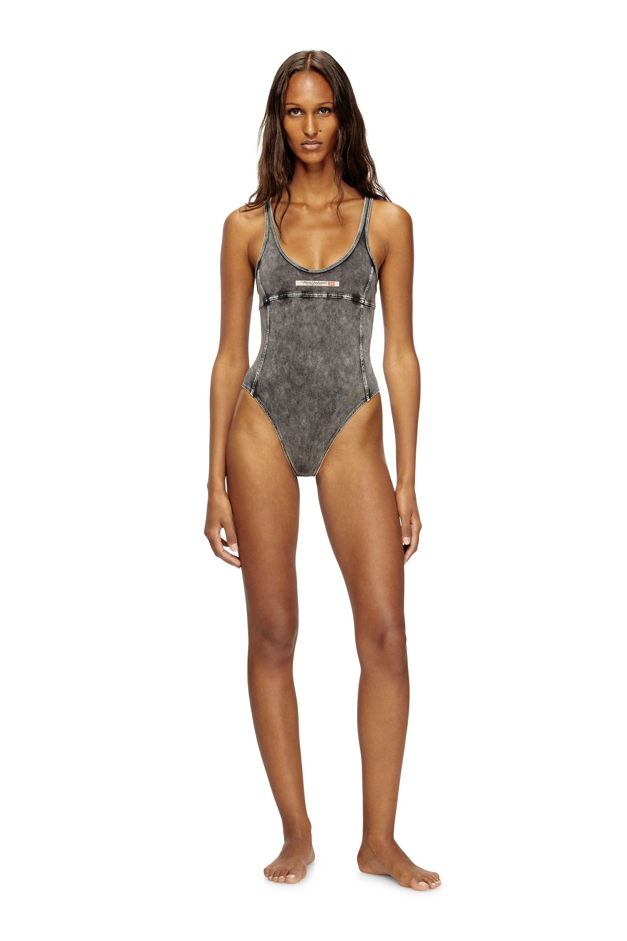 Diesel - PHOEBE-DNM, Body en jersey effet denim Femme in Gris - 1