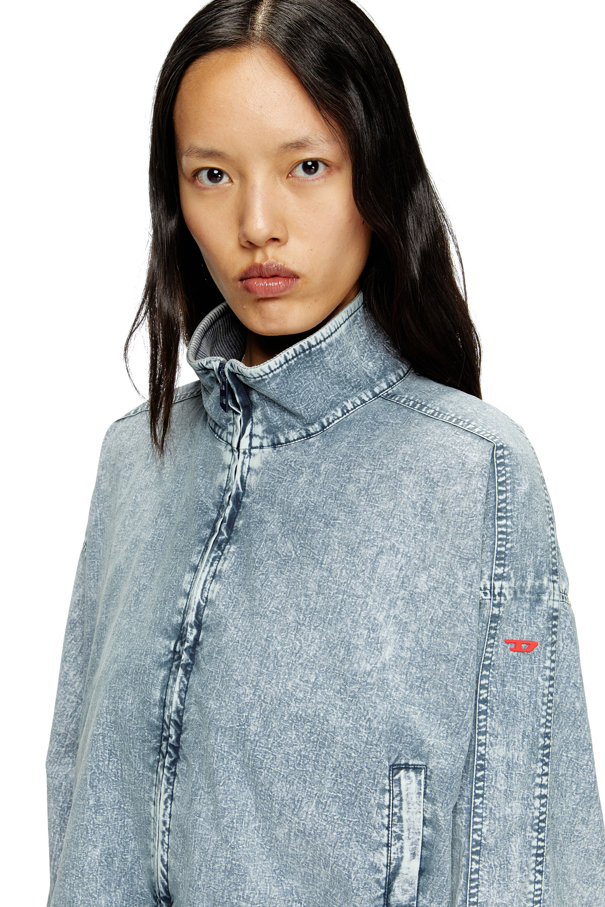 Diesel - G-LEAM-R1, Veste cropped en taslan de nylon recyclé Femme in Bleu - 5
