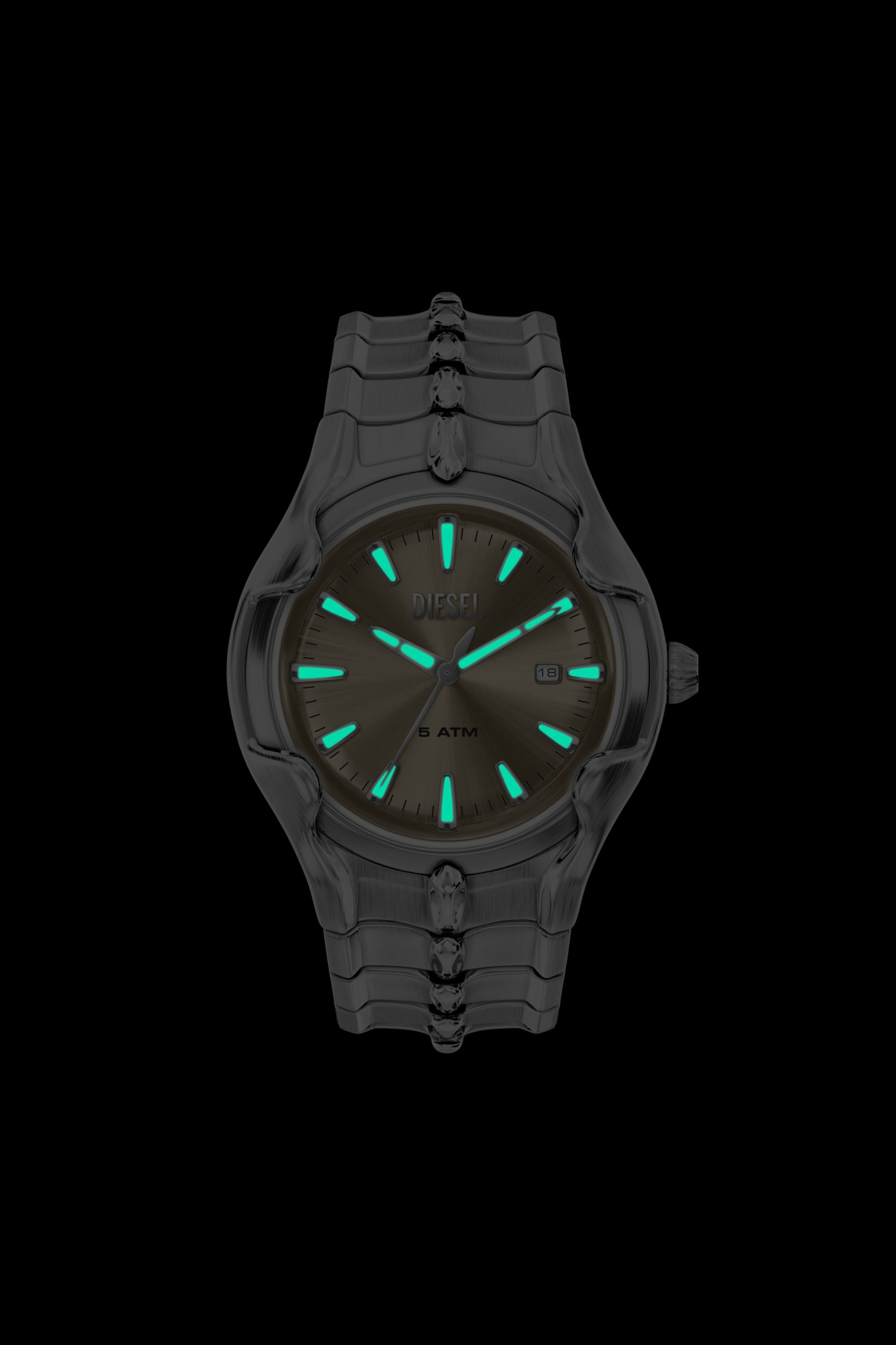 Diesel - DZ2234 WATCH, Montre Vert en acier inoxydable Homme in Gris argent&eacute; - 6