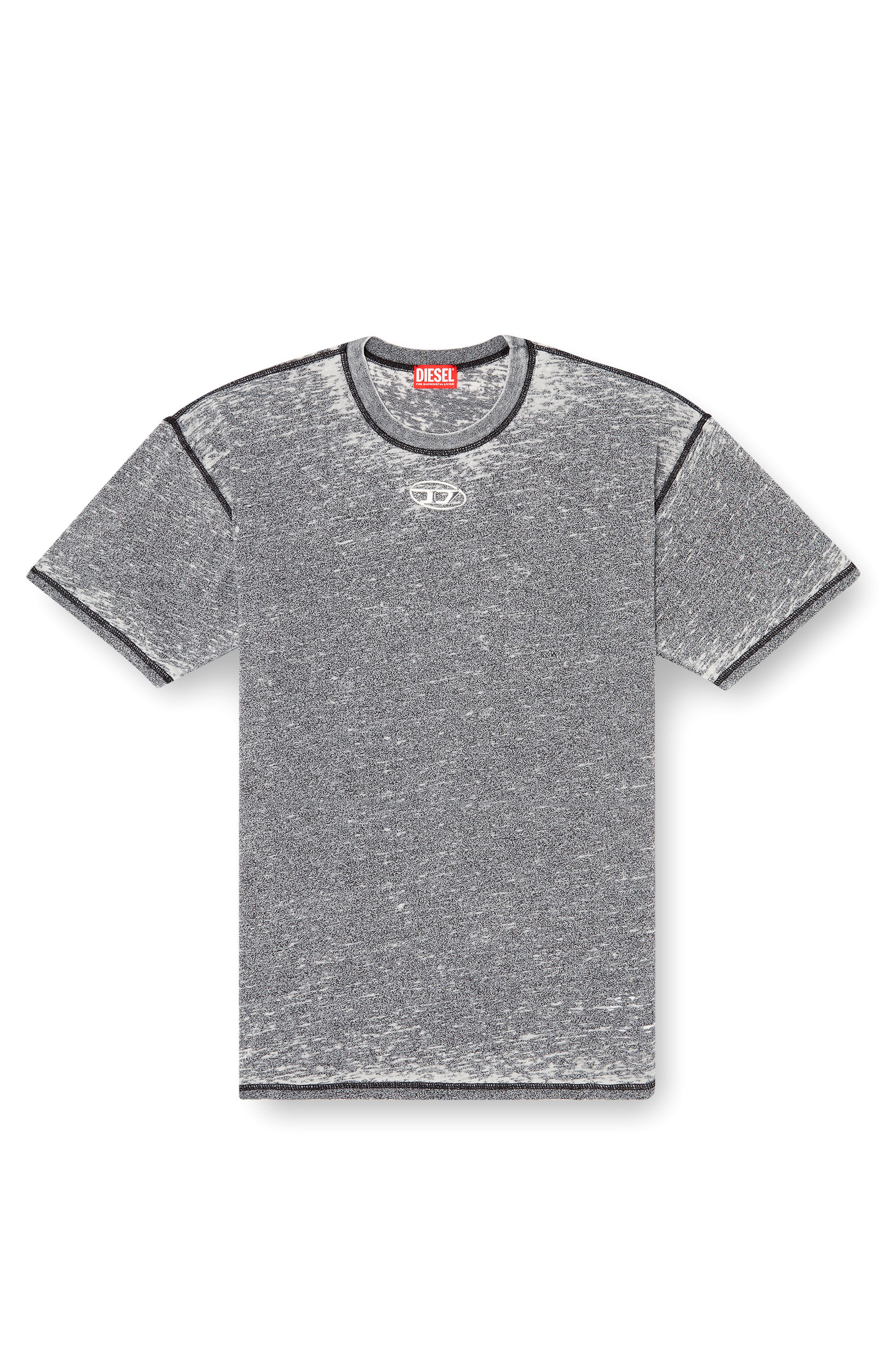 Diesel - T-BOXT-PAK, T-shirt burnout avec logo aspect métal Homme in Gris - 2