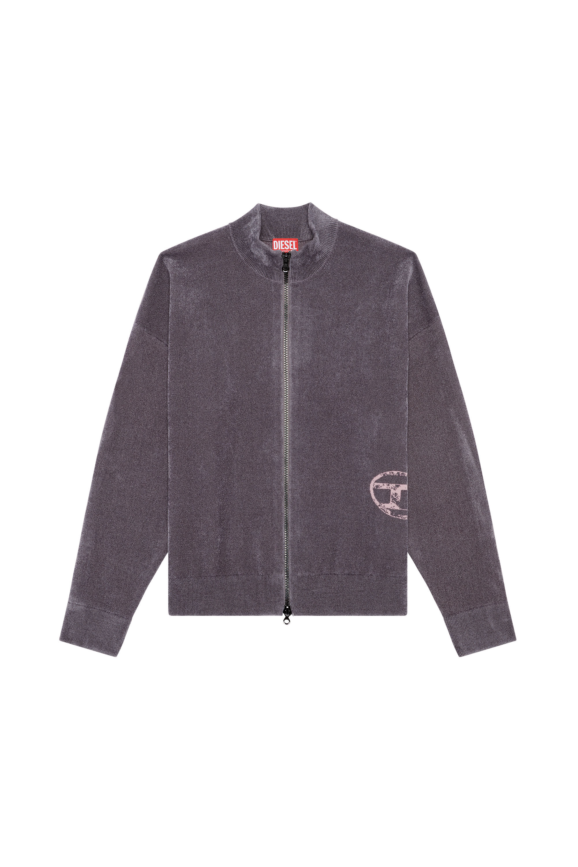 Men's Track jacket with distressed oval D | Grey | Diesel