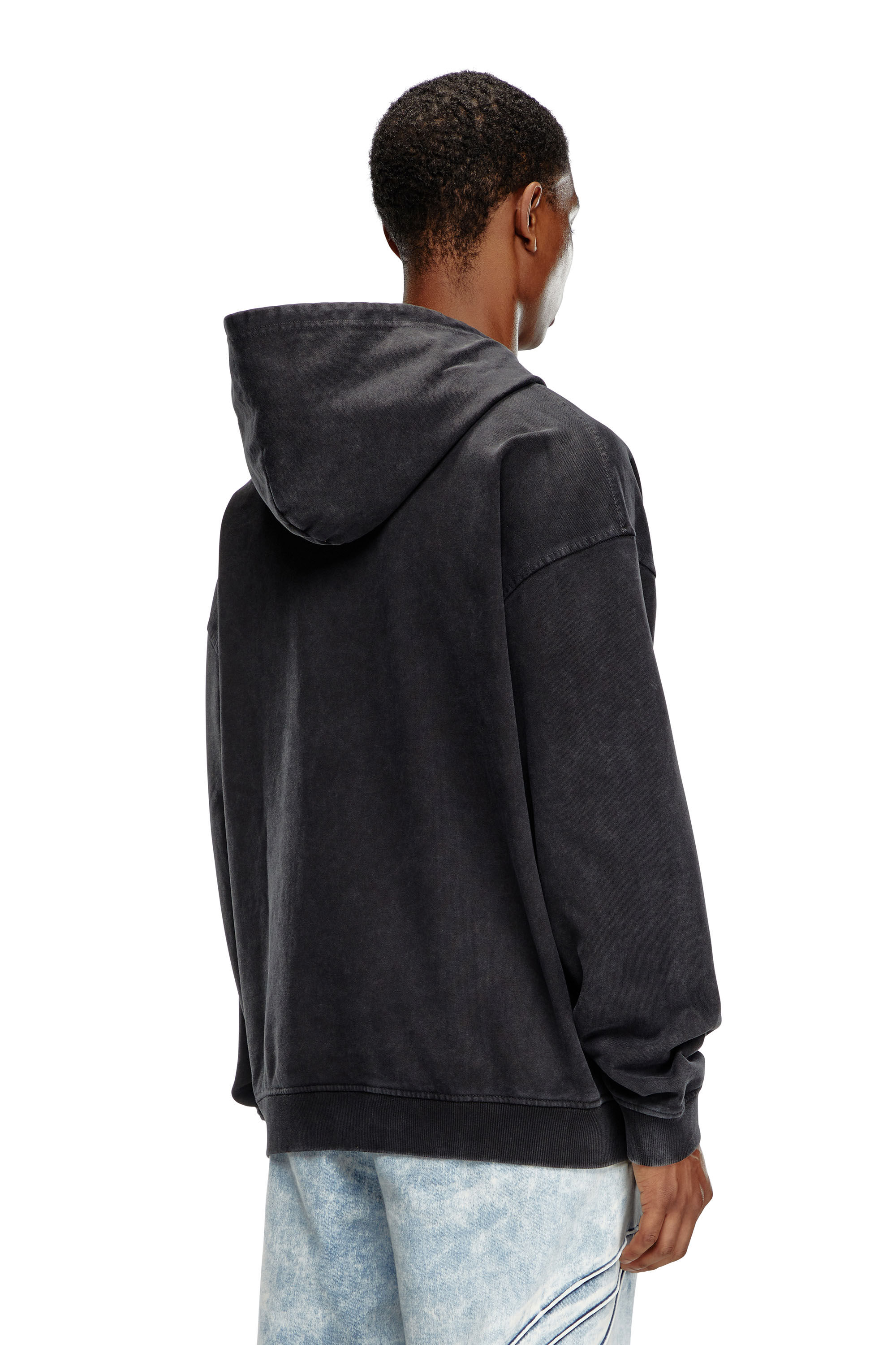 Sweat shirt a capuche avec logo imprime multicouche Homme Noir Diesel
