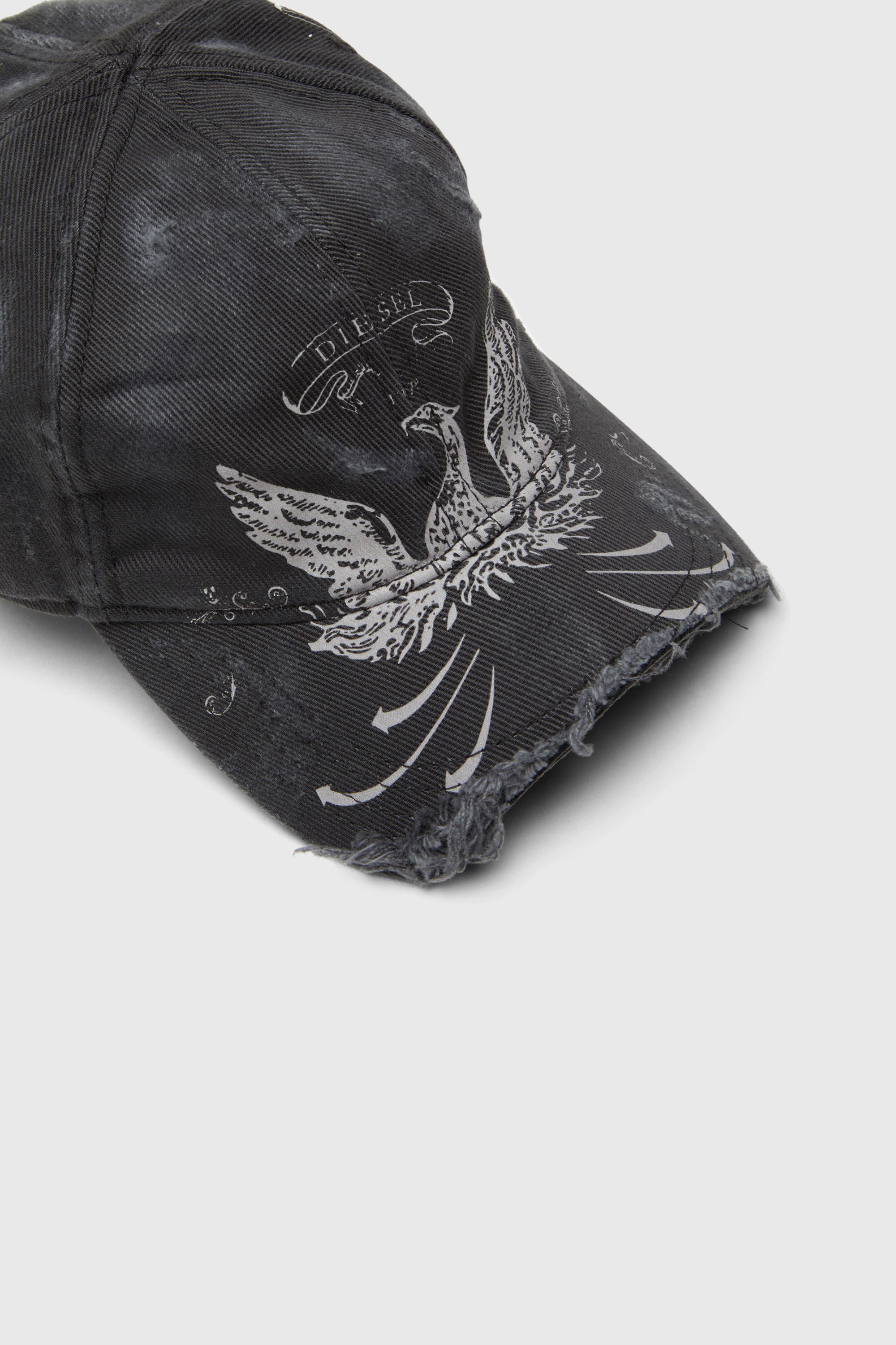 Diesel - C-FENIX, Casquette de baseball effet vieilli avec imprim&eacute; du ph&eacute;nix Homme in Noir - 3