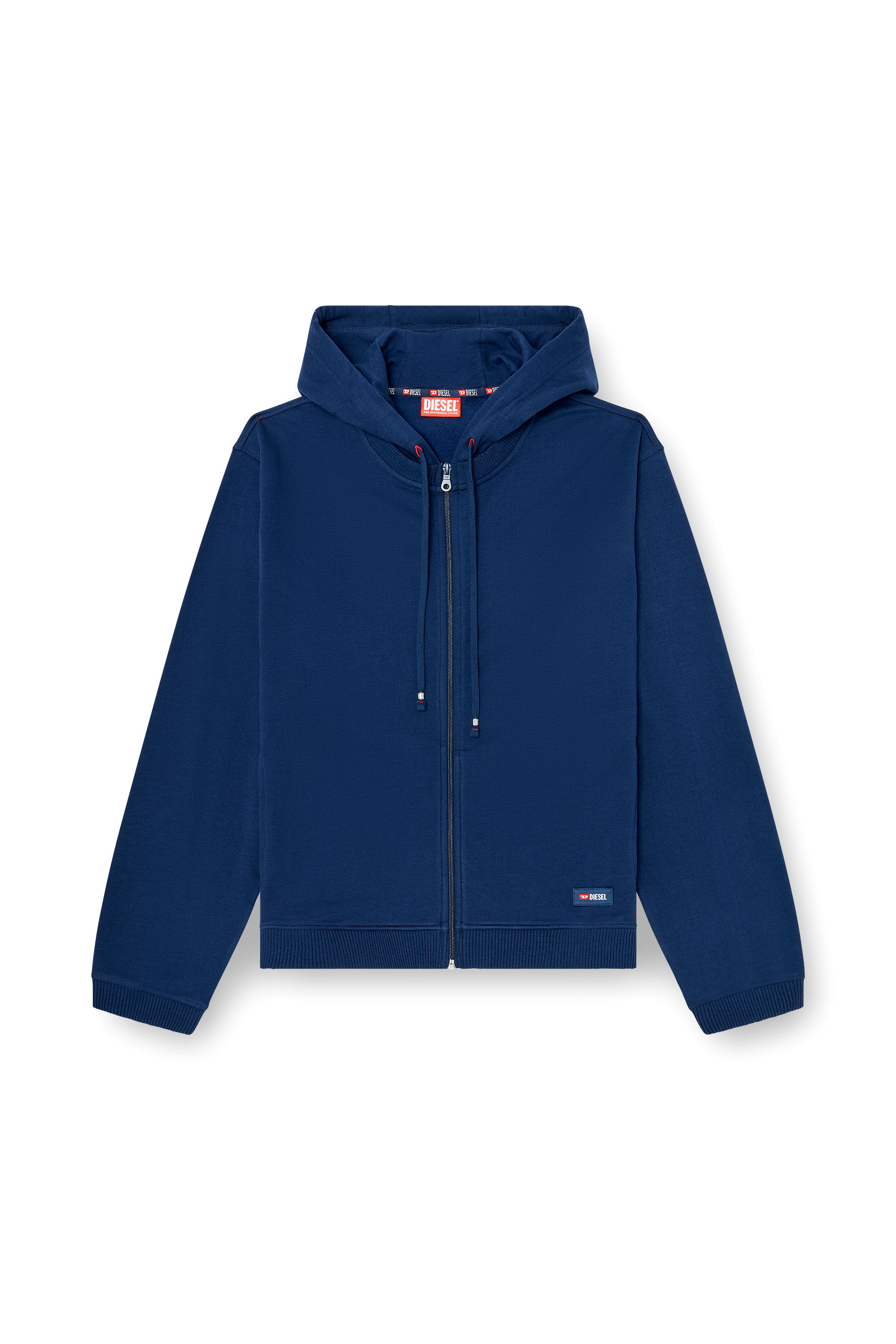 Diesel - JOY-D-CORE, Sweat &agrave; capuche en m&eacute;lange de coton gratt&eacute; Homme in Bleu - 2