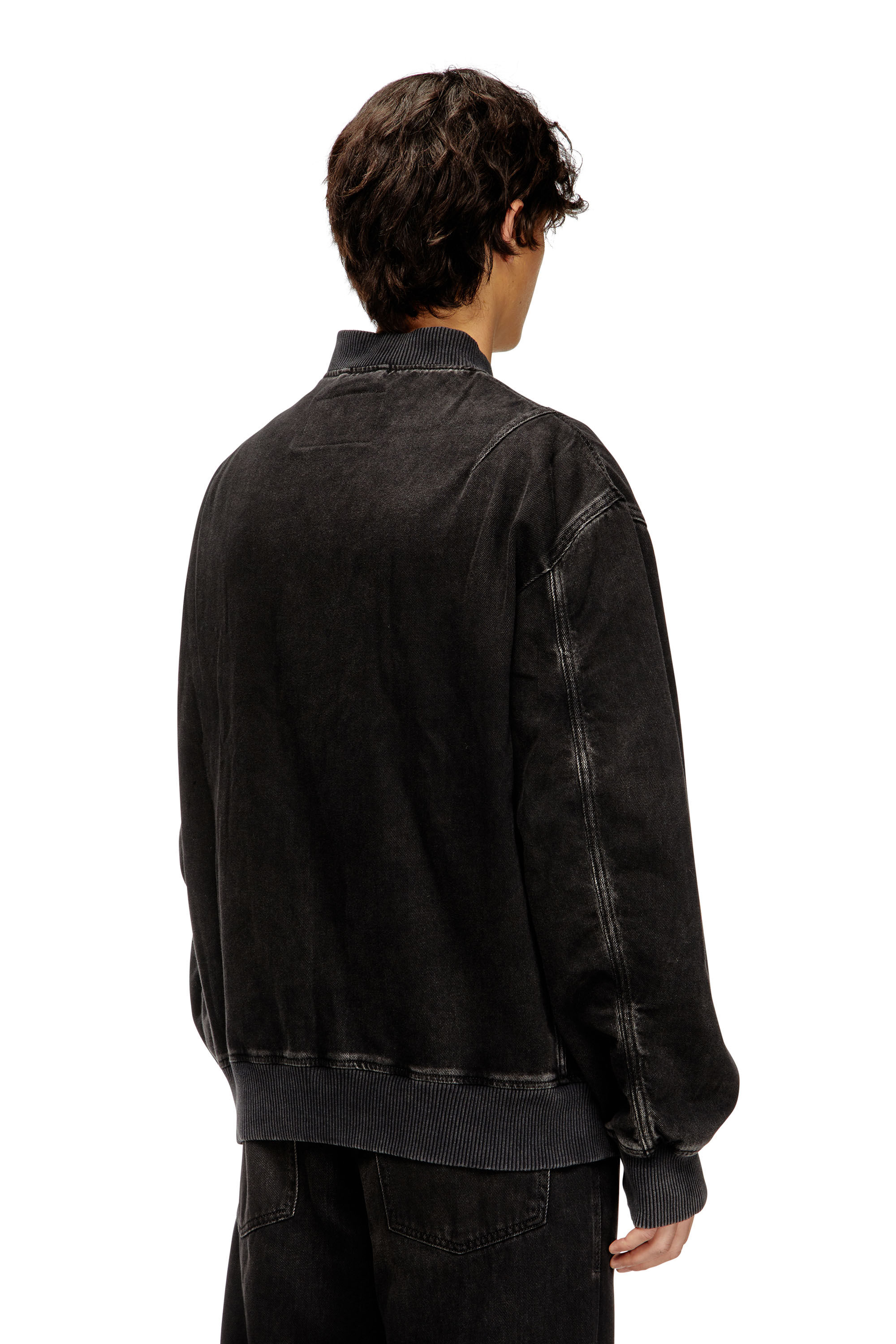 Diesel - D-VINZ, Veste bomber en denim délavé Homme in Noir - 4