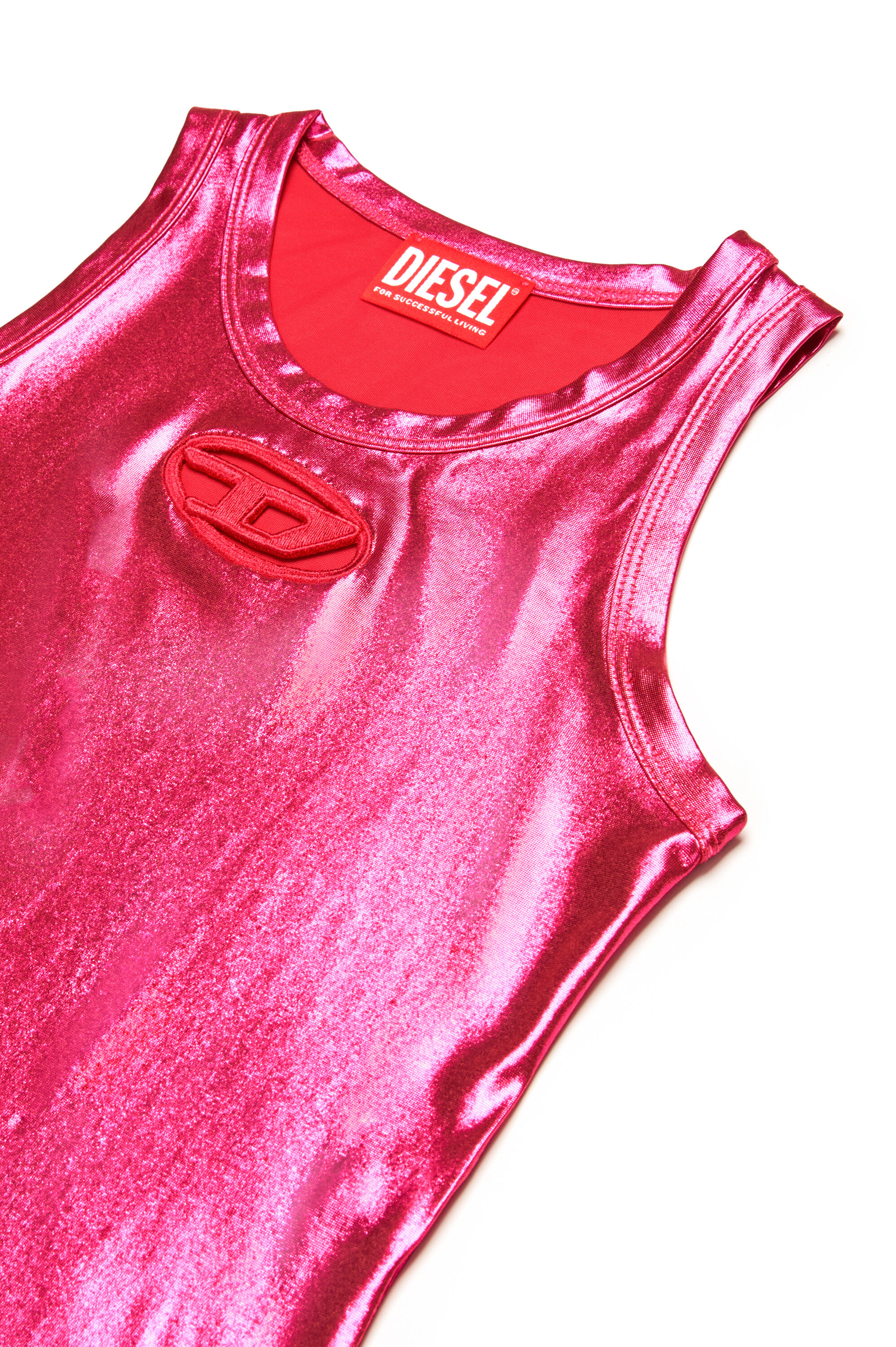 Diesel - TLYNYS, Débardeur métallisé avec cut-out à logo Femme in Rose - 3
