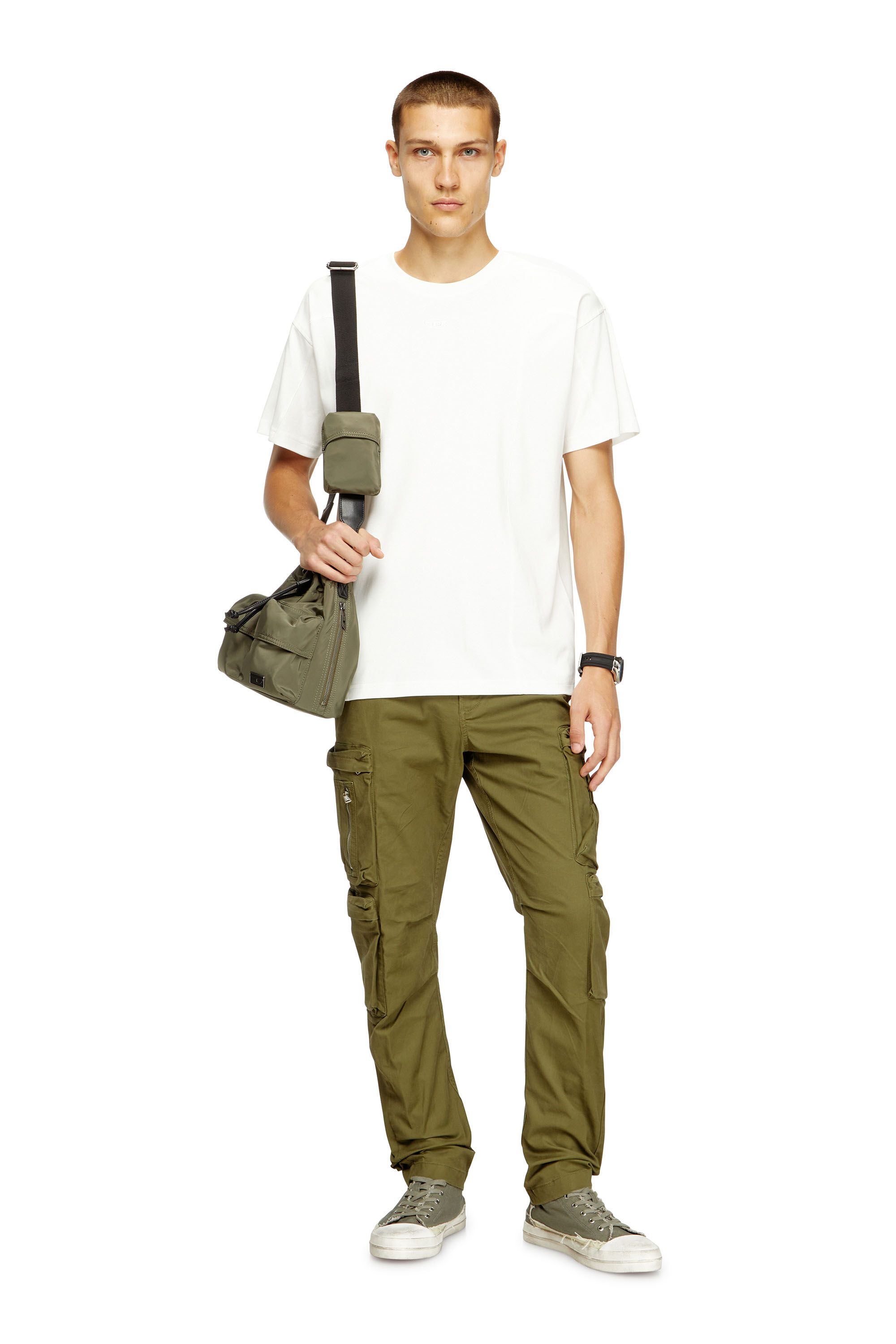 Diesel - T-NORM-INT, T-shirt à manches courtes avec empiècements Homme in Blanc - 1