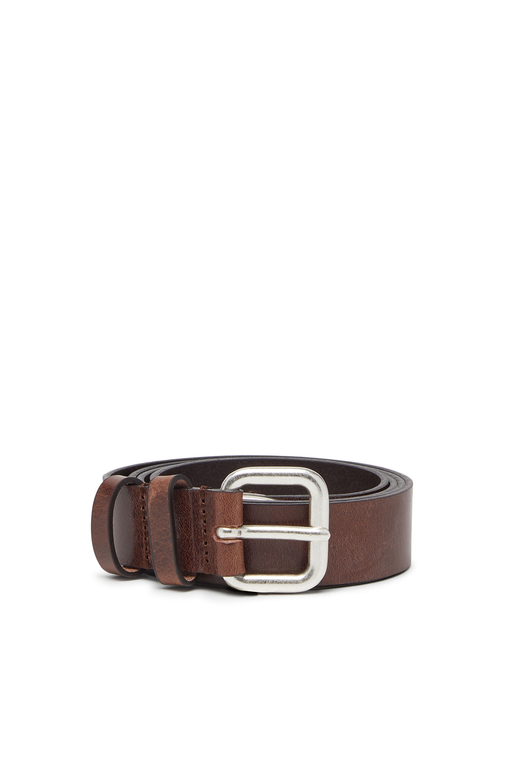 Diesel - B-INLAY, Ceinture 2.9 cm en cuir avec logo oval D Mixte in Marron - 1