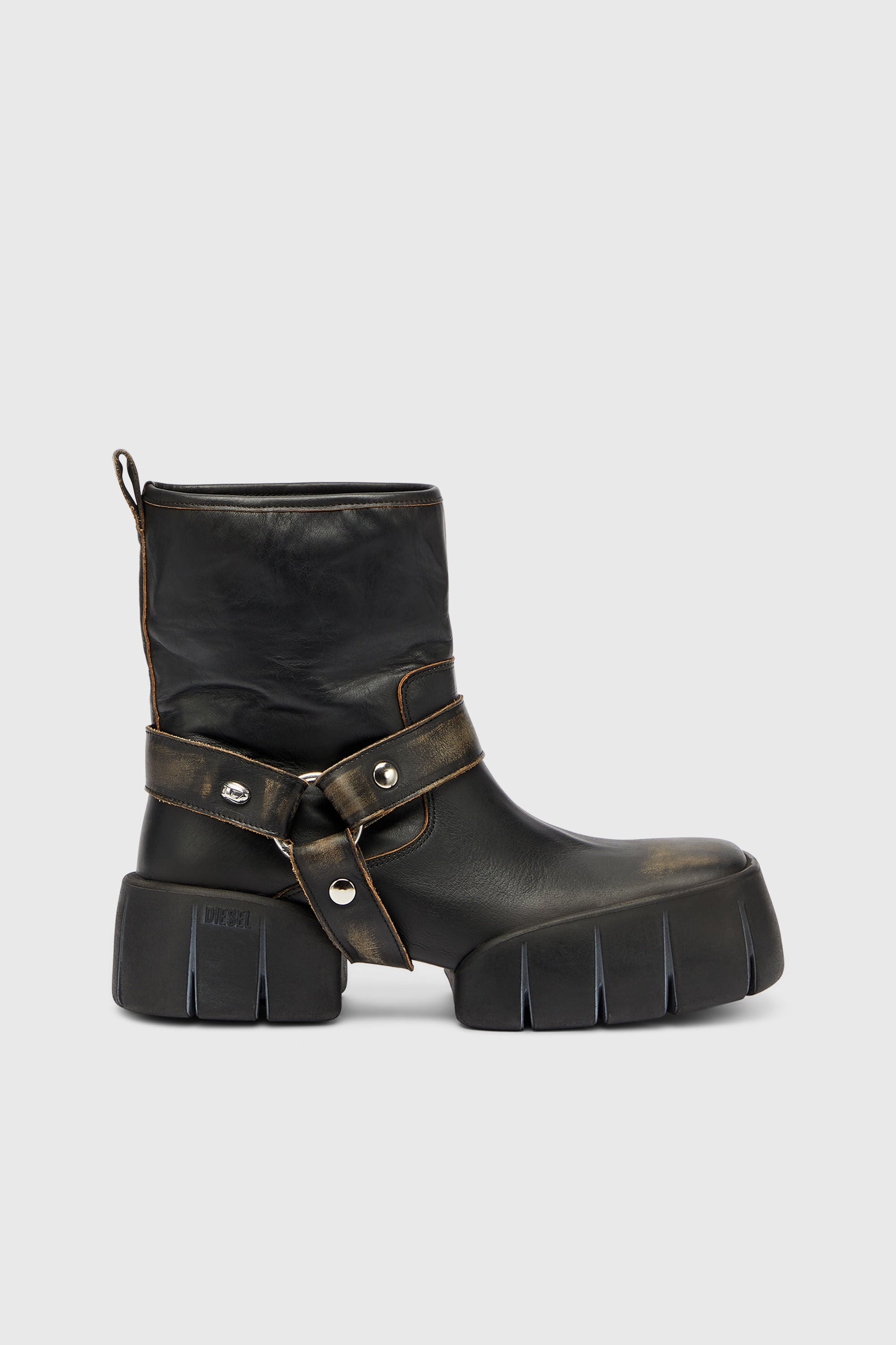 Diesel - D-TEX TU, D-Tex - Bottes biker en cuir effet vieilli Homme in Marron - 1