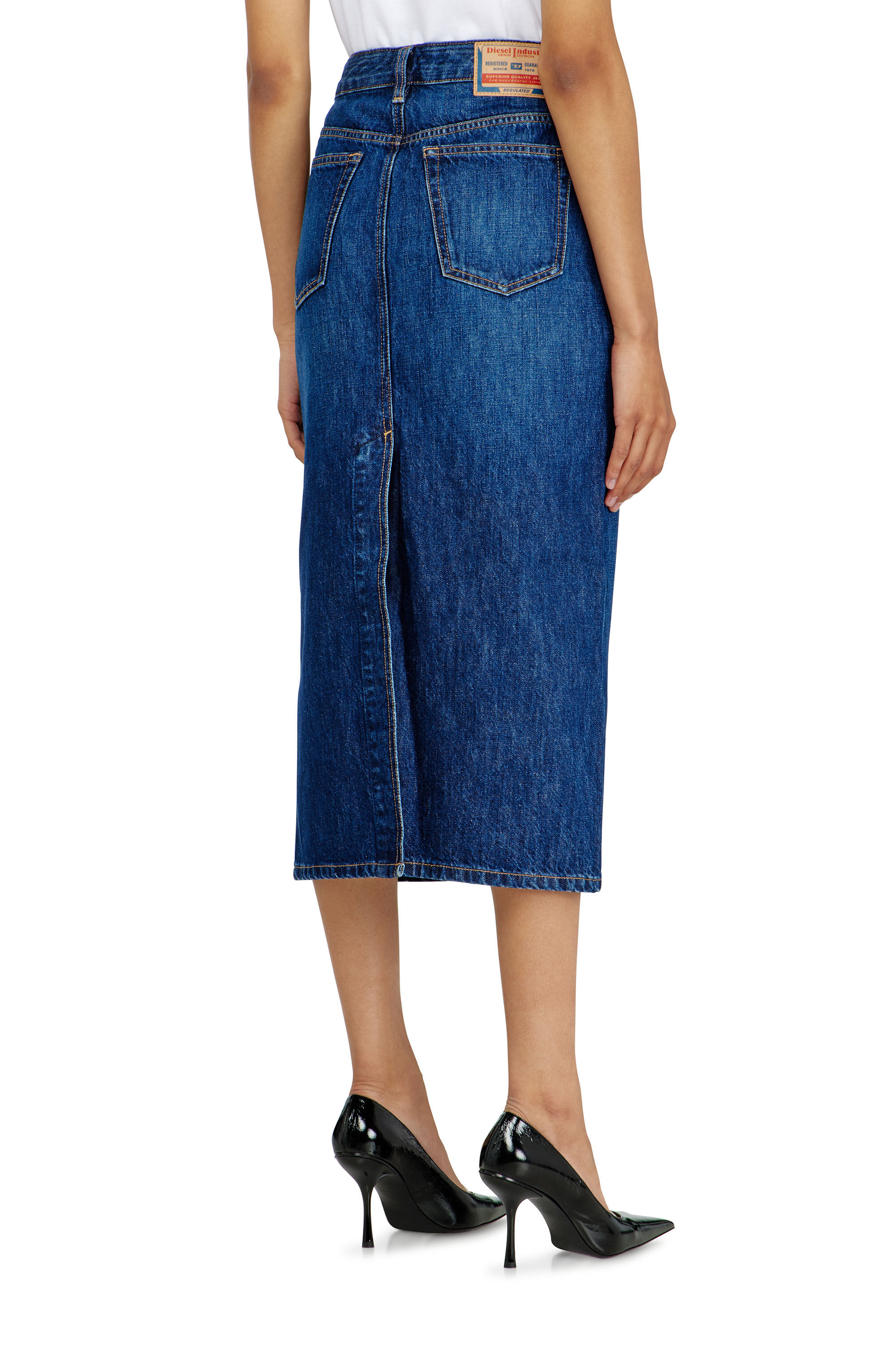 Diesel - DE-SKYE-D, Jupe midi en denim Femme in Bleu - 4