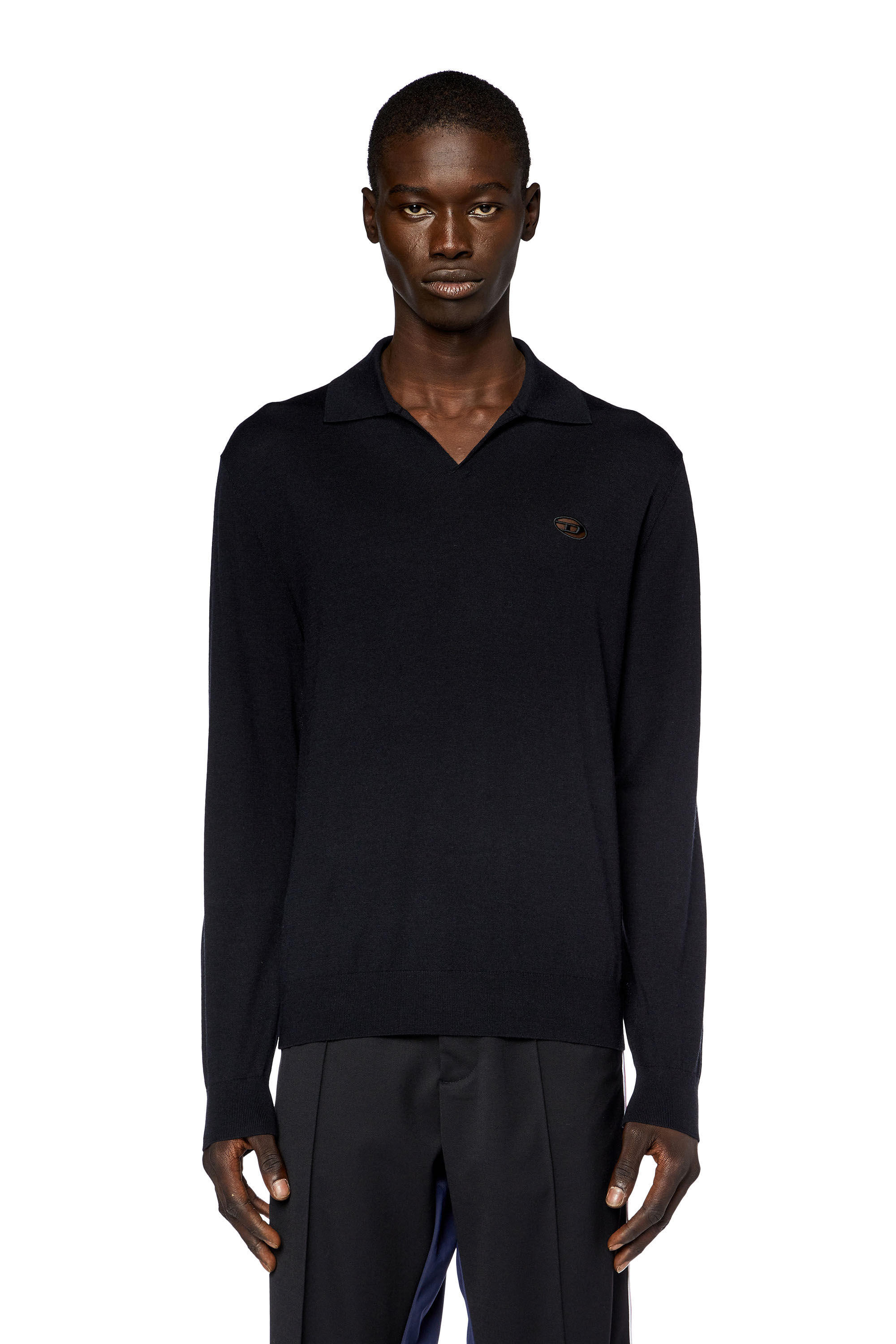 Pull en laine avec col polo Homme Noir Diesel
