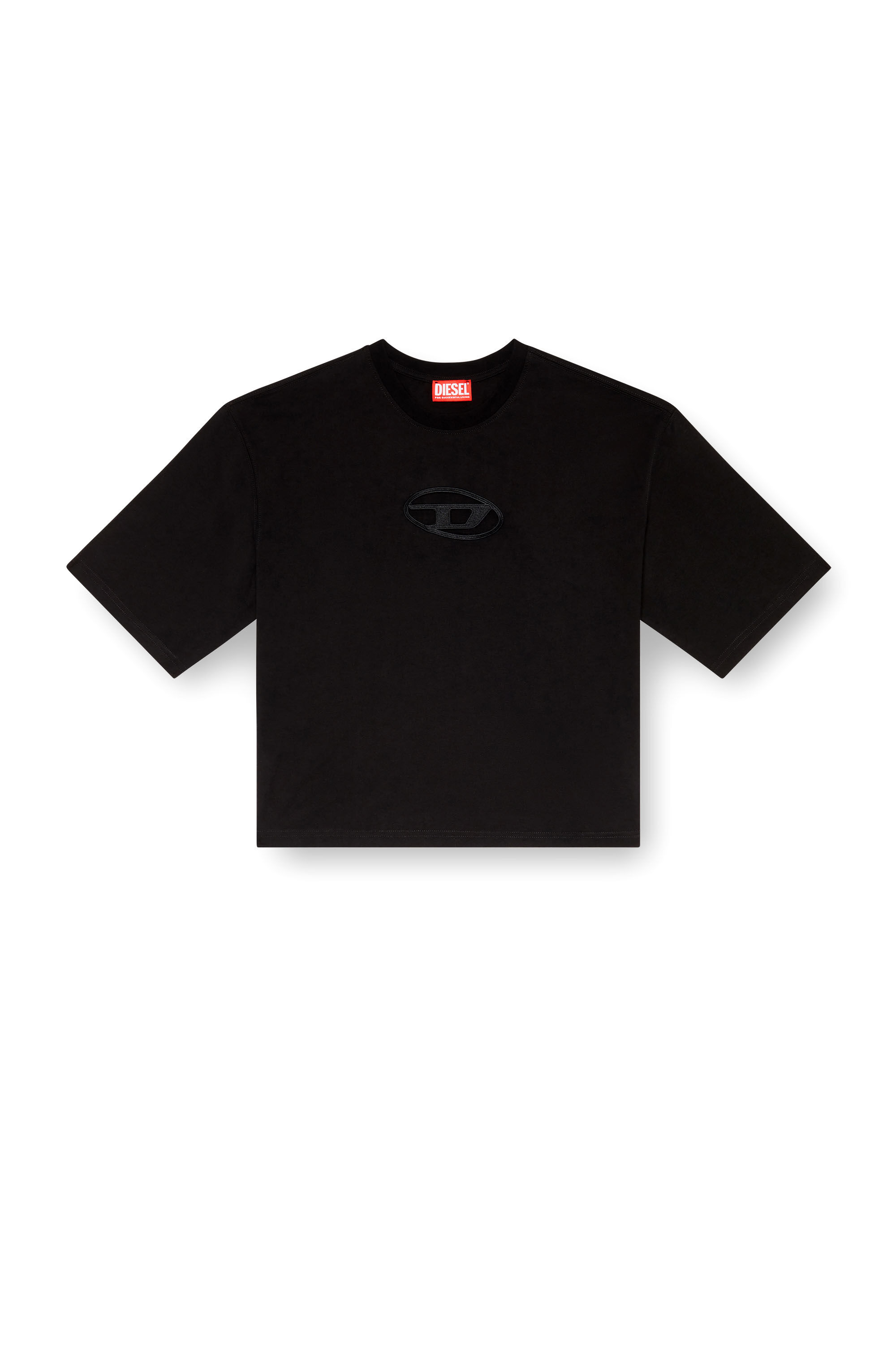 Diesel - T-ROWY-OD, T-shirt boxy avec D brodé Femme in Noir - 2