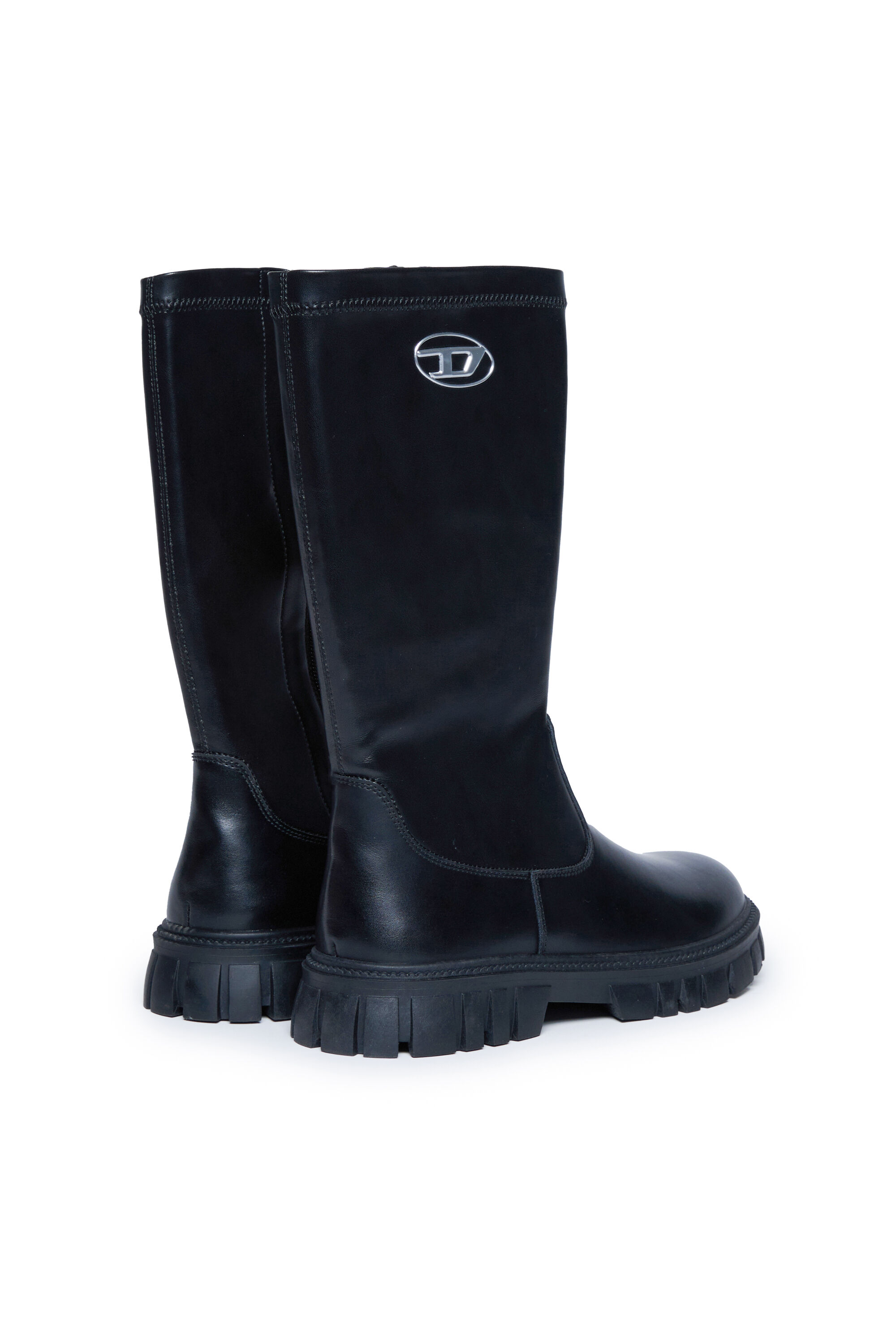 Diesel - D-HAMMER KNT, Bottes en cuir hauteur de genou Mixte in Noir - 3