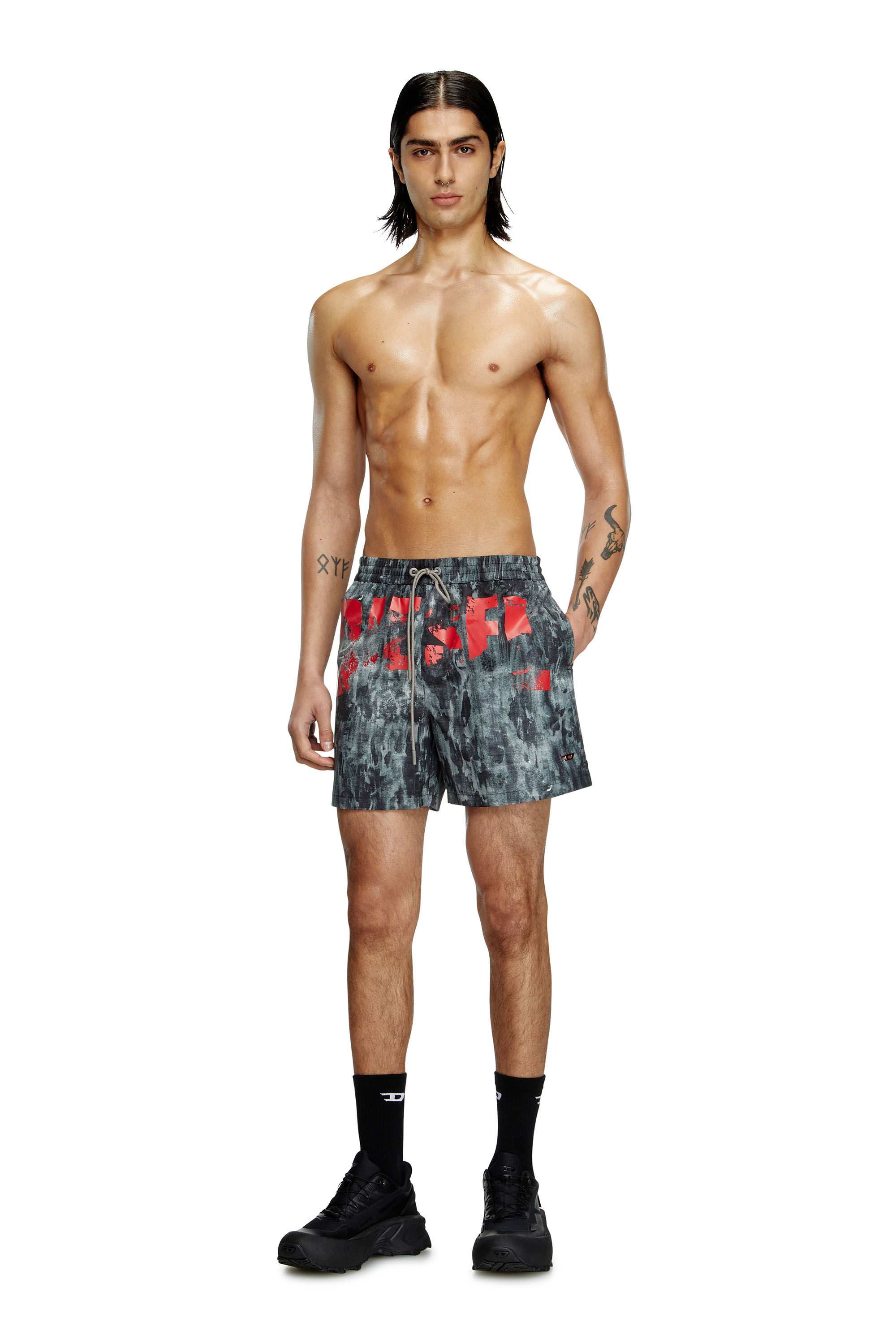 Diesel - RIO-41-D-POP, Short de bain mi-long avec imprimé graphique Homme in Noir - 2