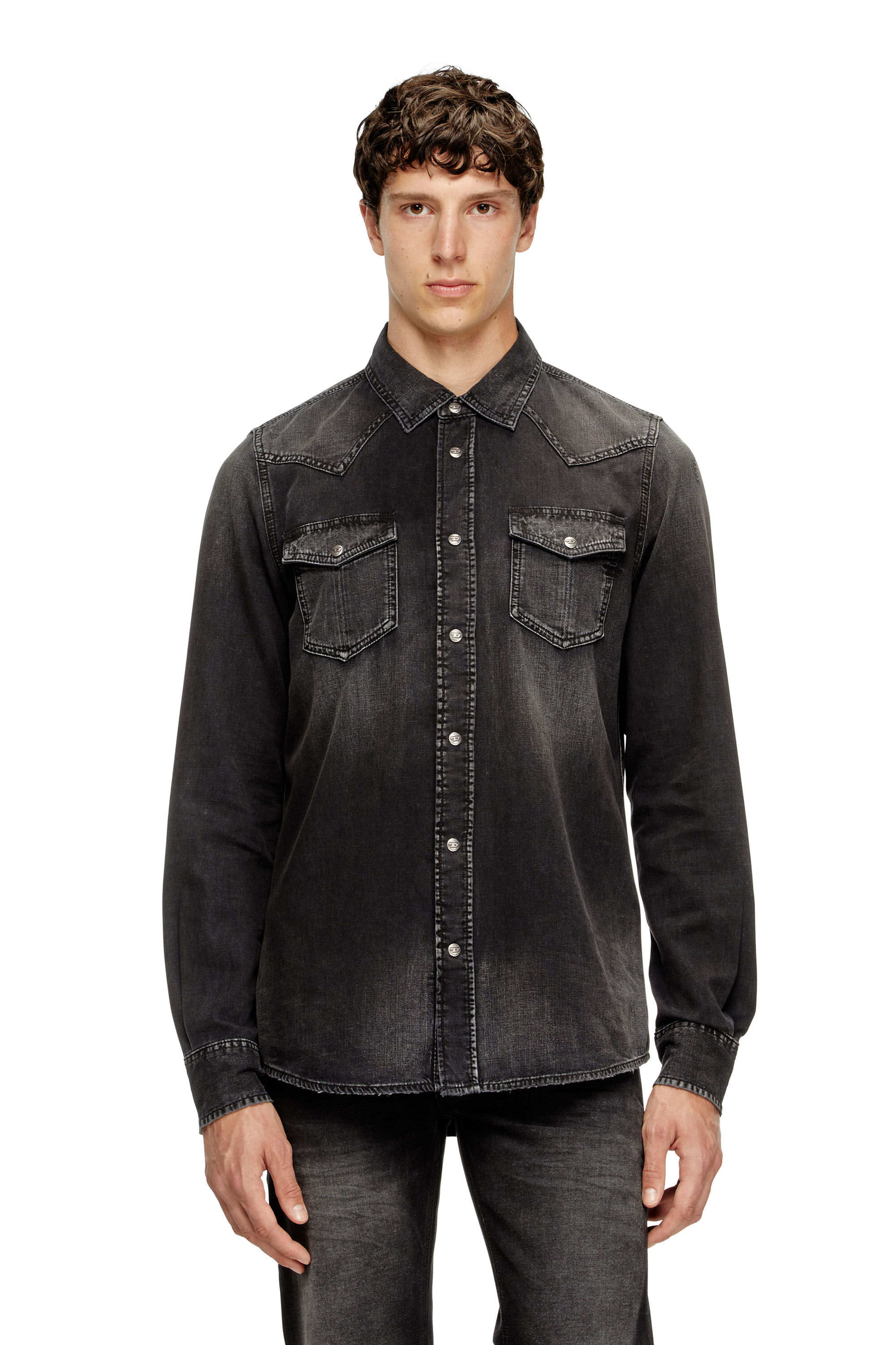 Diesel - D-VEGA, Surchemise en denim Homme in Noir - 3