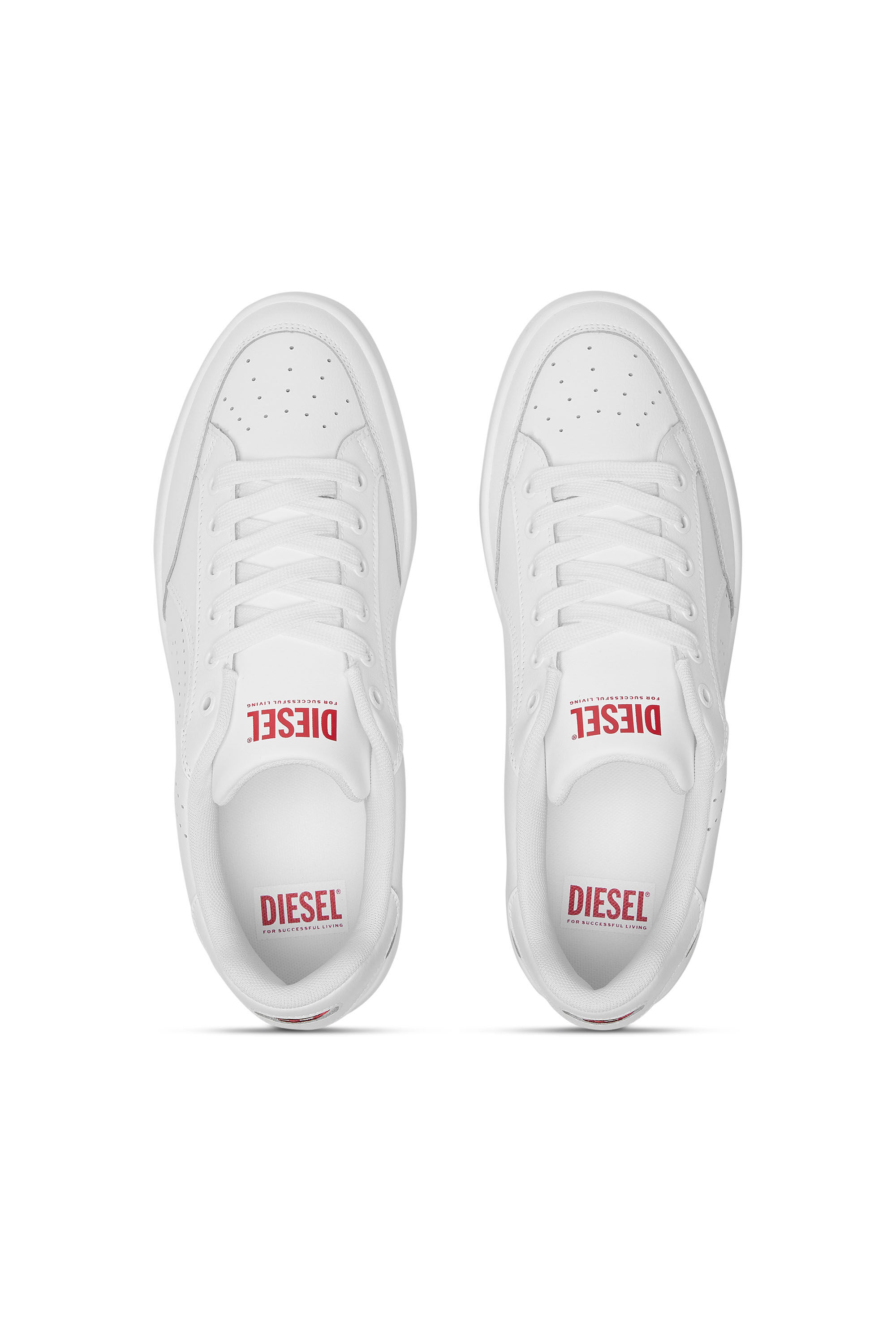 Diesel - S-DAKOTA LOW, S-Dakota-Sneakers en cuir avec logo perforé Homme in Blanc - 4