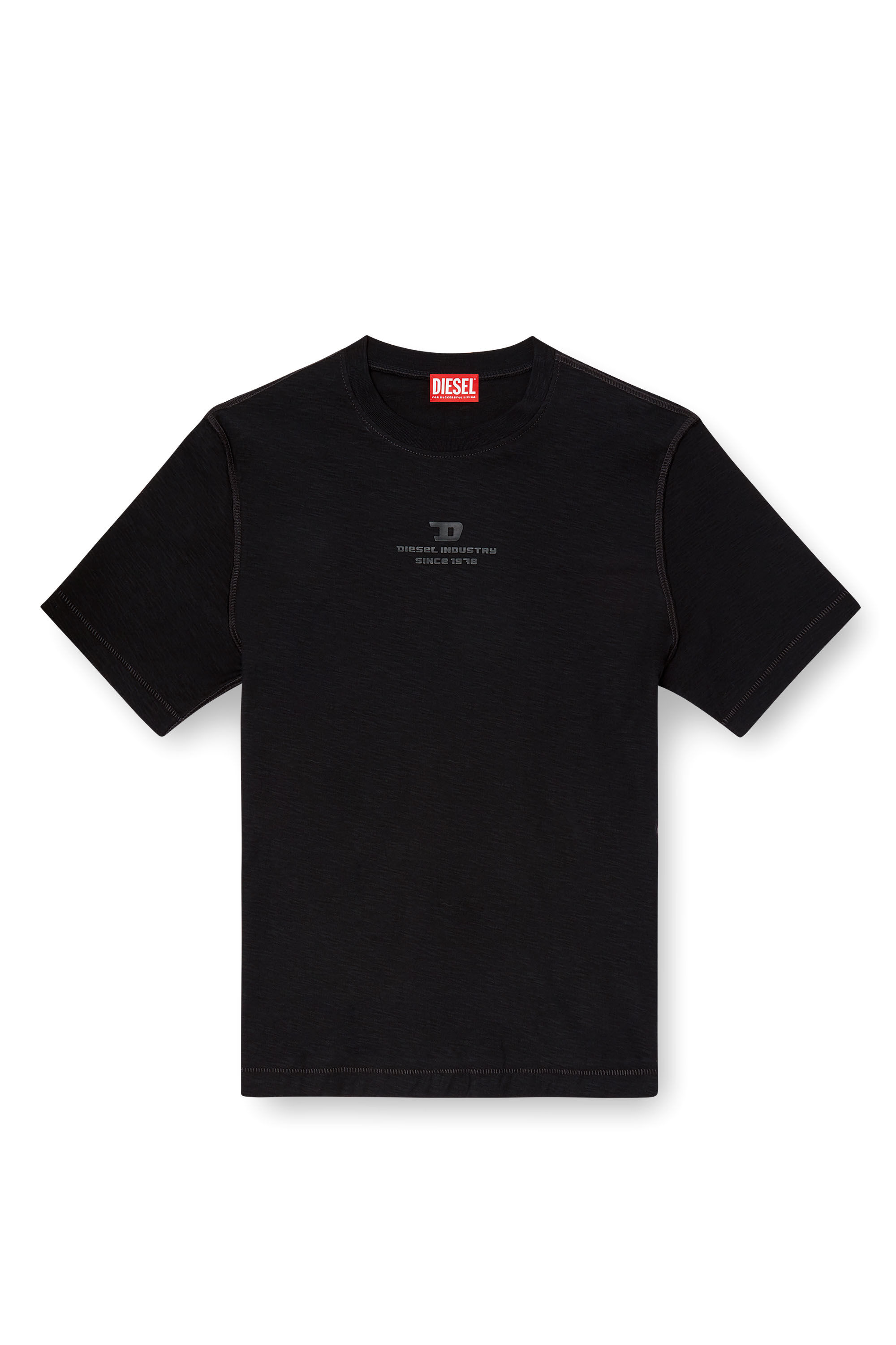 Diesel - T-ADJUST-R10, T-shirt flammé avec logo imprimé ton sur ton Homme in Noir - 2