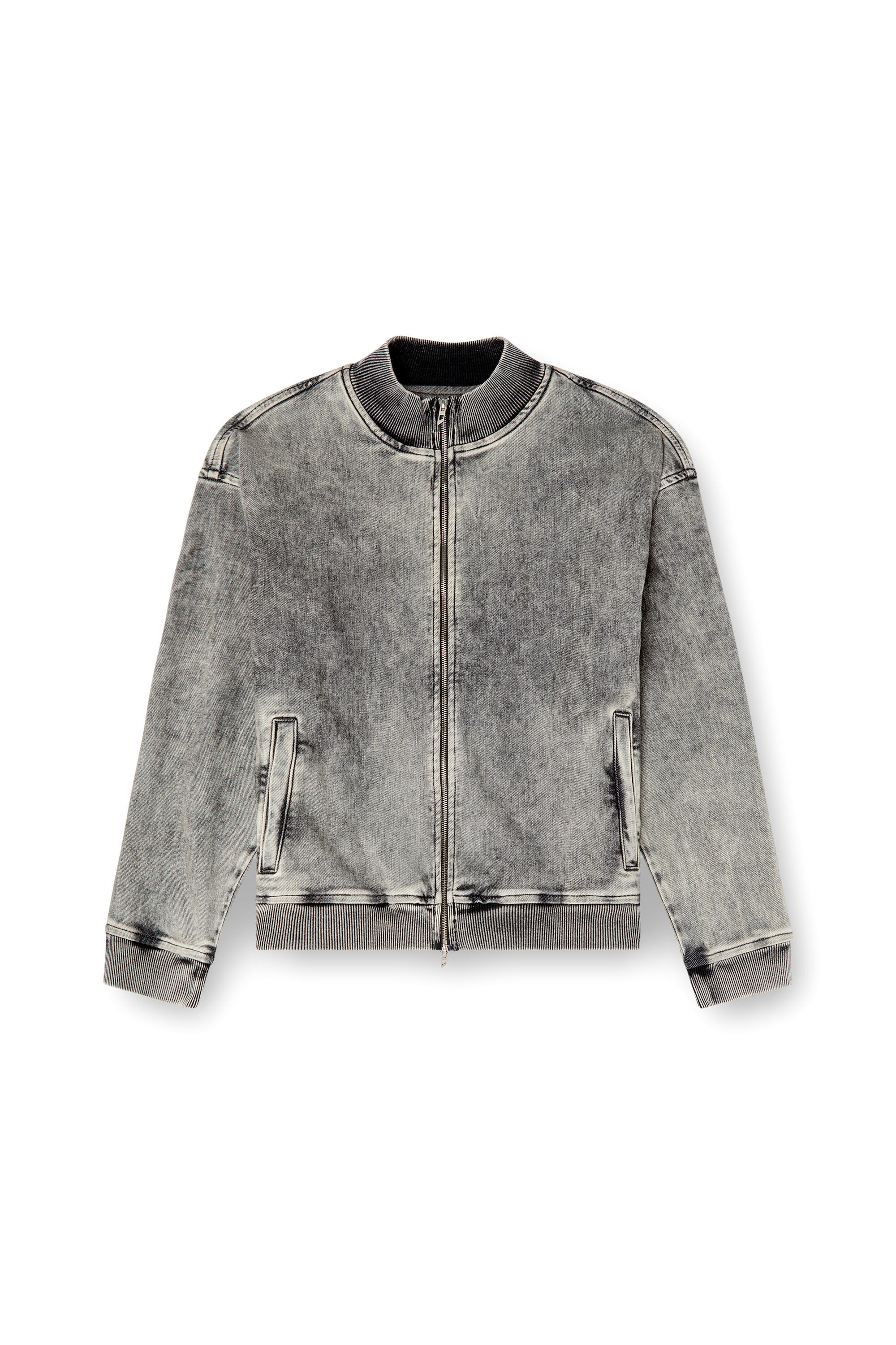 Diesel - D-CARLY-S TRACK, Pull zippé en Track Denim avec logo Oval D Mixte in Gris - 2
