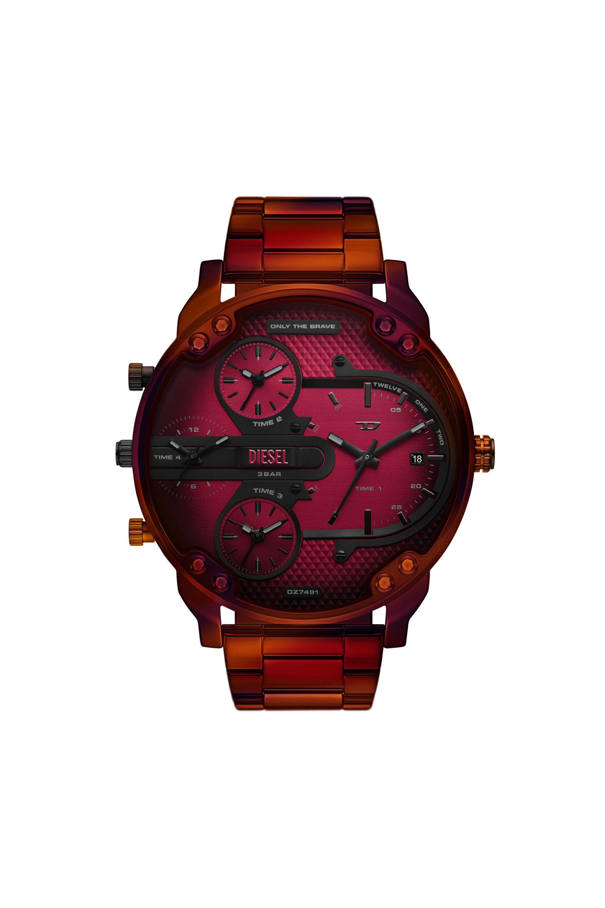 Diesel - DZ7491 WATCH, Montre Mr. Daddy Slim rouge en acier inoxydable Homme in Rouge - 1