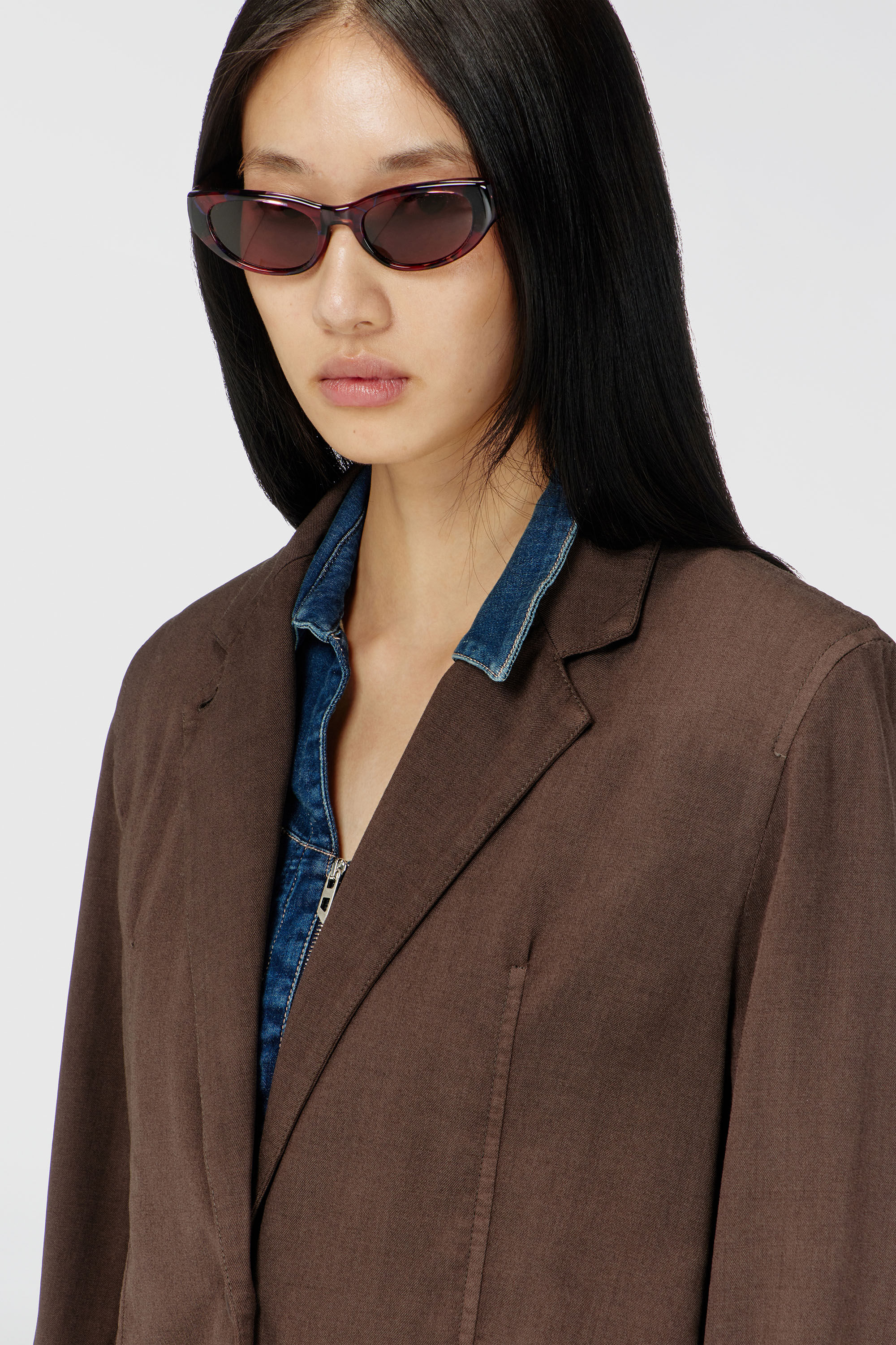 Diesel - G-KESSIER, Blazer d&eacute;structur&eacute; en laine stretch Femme in Marron - 5