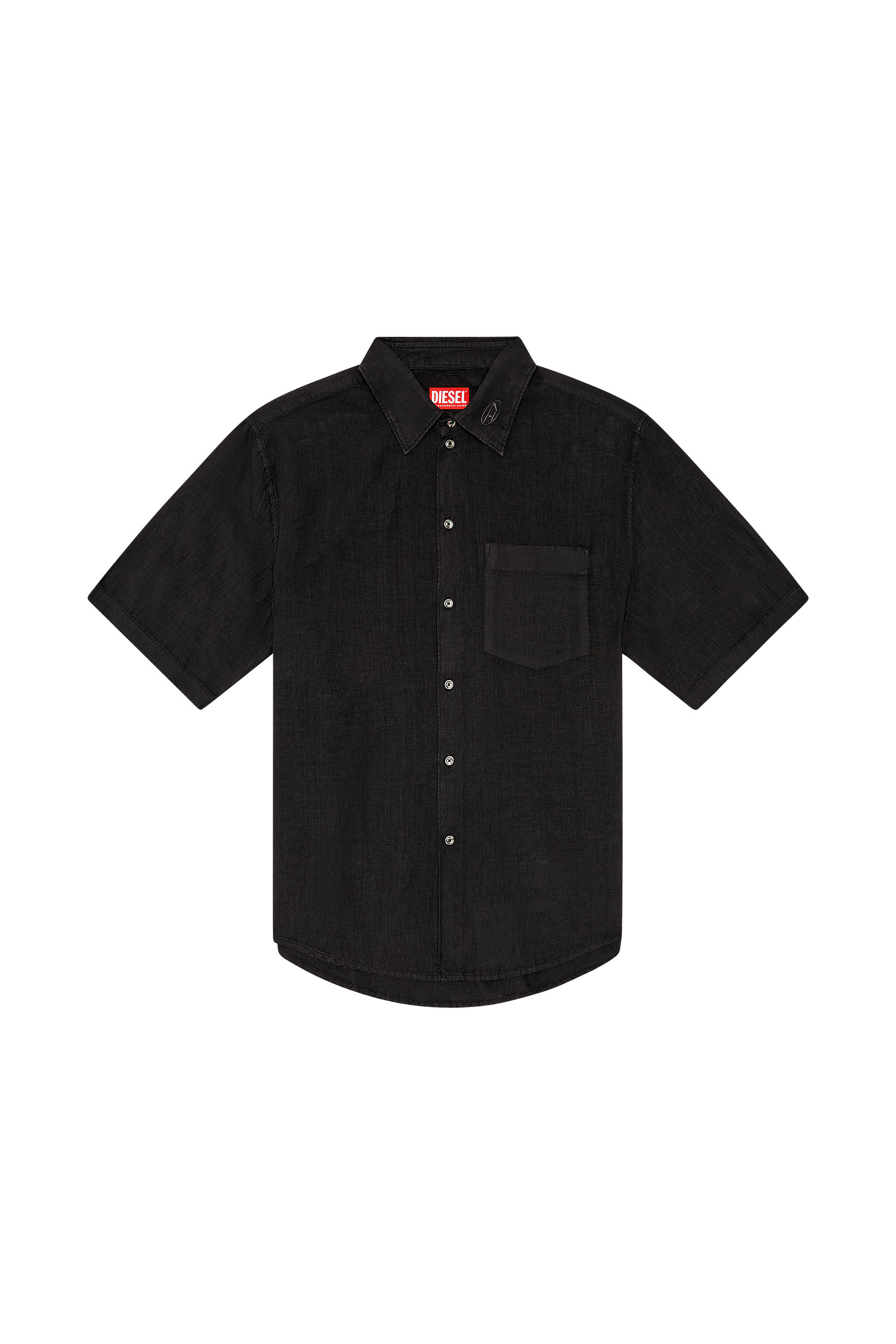 Men s Short sleeve linen shirt Black Diesel