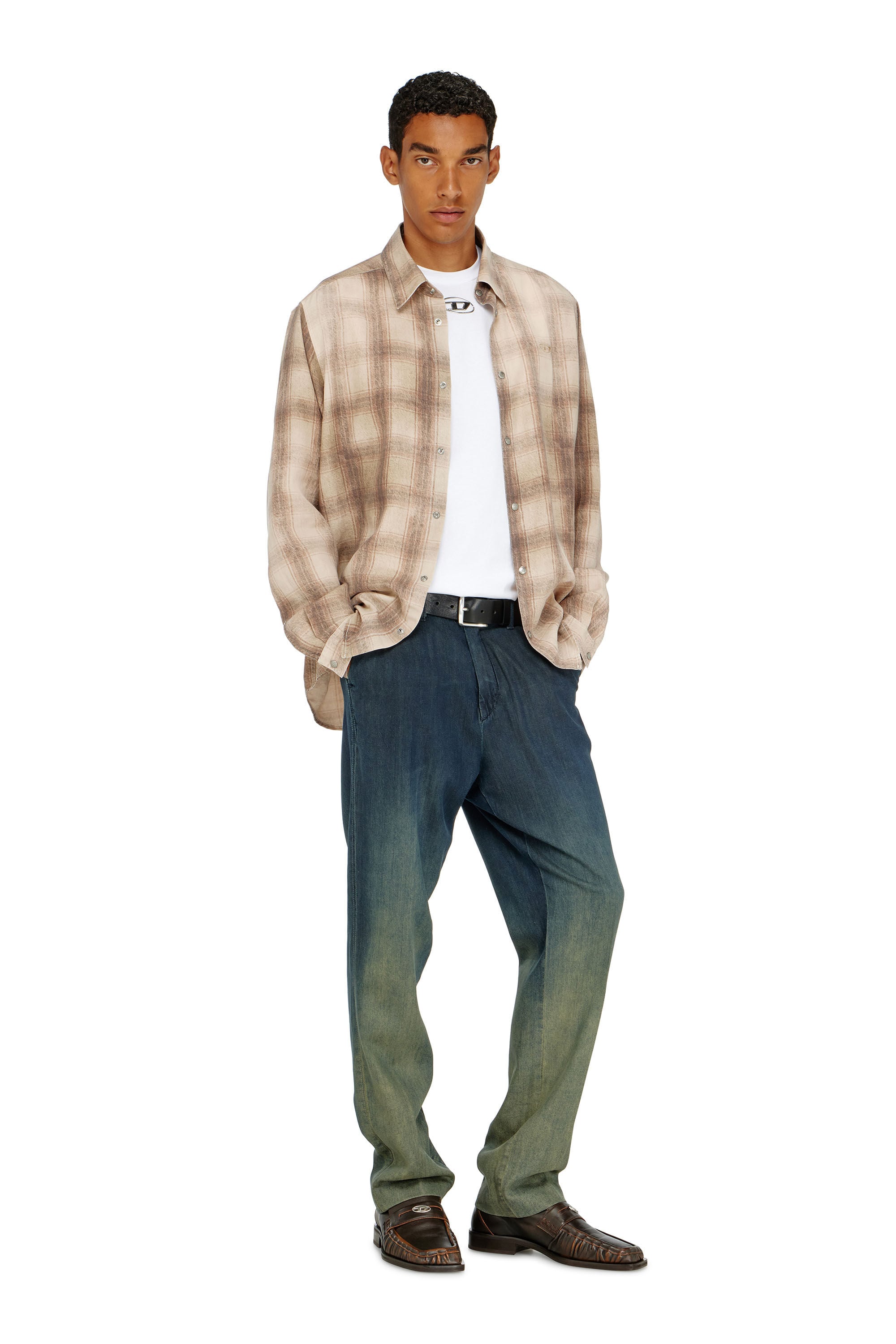 Diesel - T-BISCO-OD, D&eacute;bardeur avec Oval D m&eacute;tallis&eacute; Homme in Blanc - 1