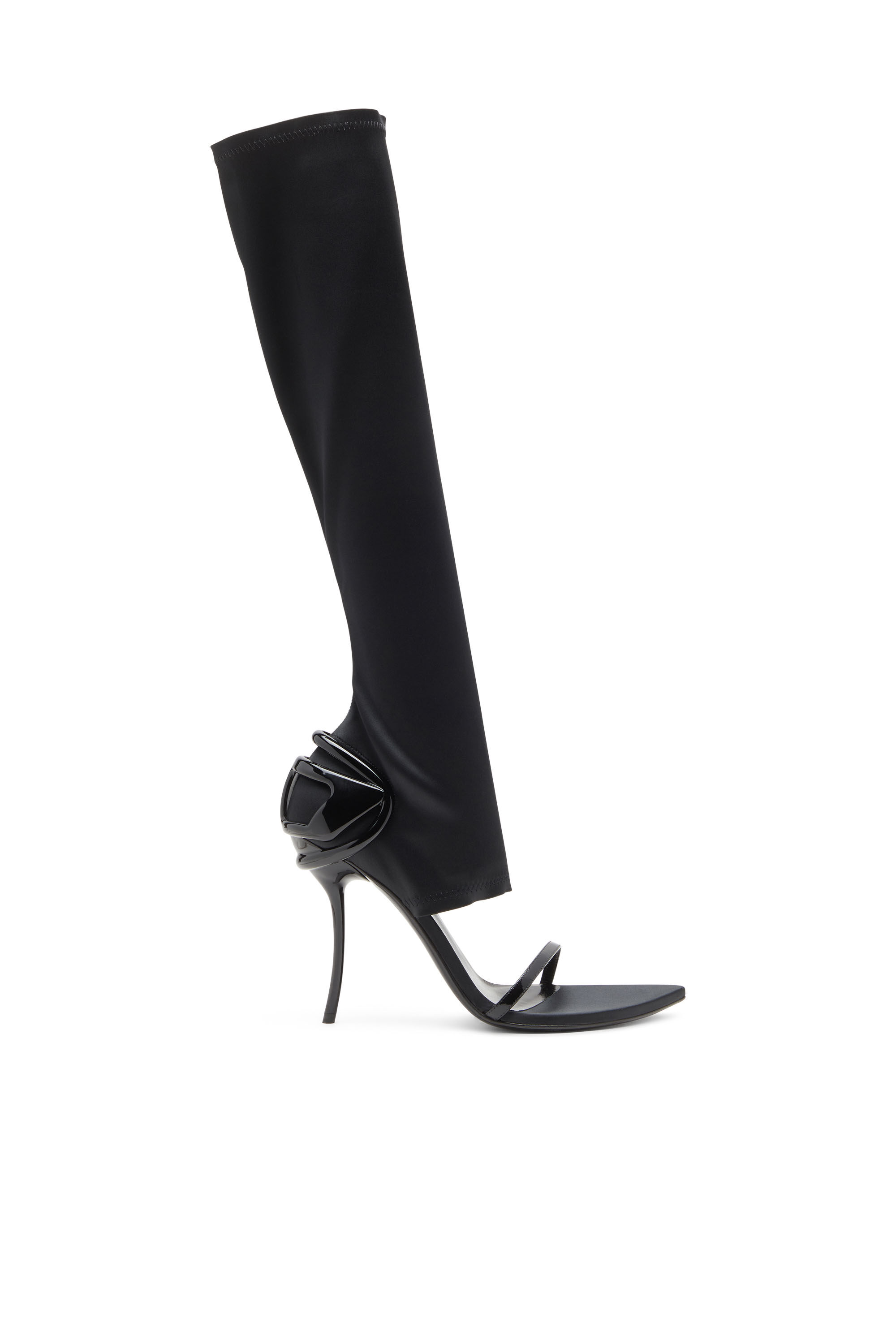 Diesel - D-TEN&HALF SDL KB, D-Ten&Half-Sandale à talon aiguille montante en satin stretch Femme in Noir - 1