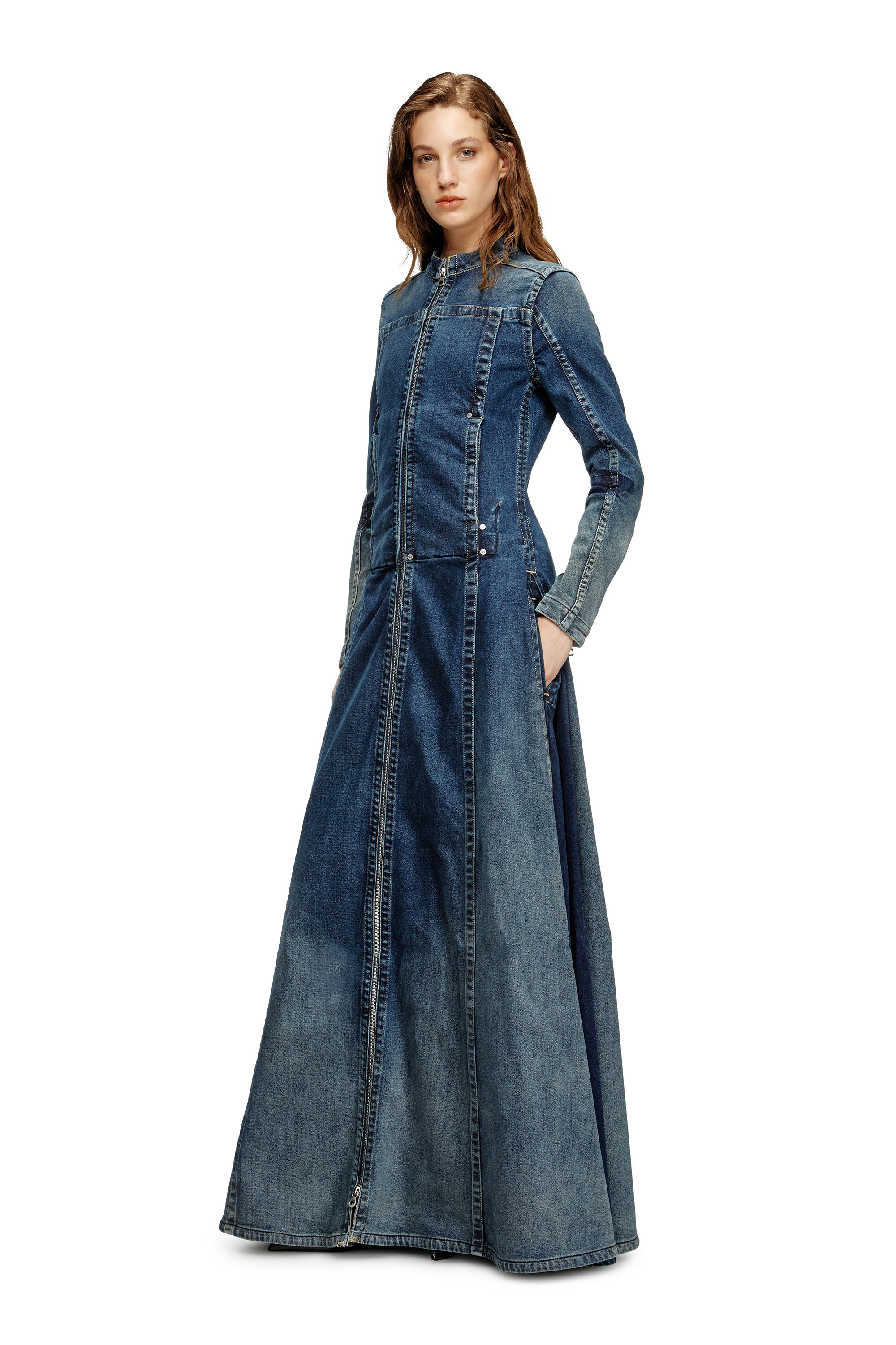 Diesel - DE-RO1-RE-FSG, Robe maxi en denim Rehab Femme in Bleu - 1