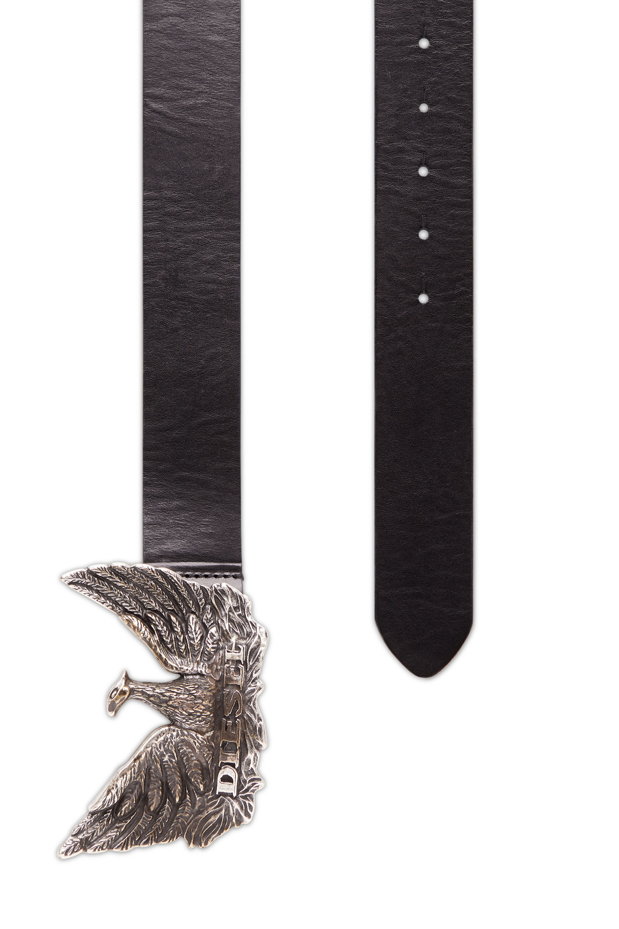 Ceinture en cuir avec boucle phenix Homme Noir Diesel