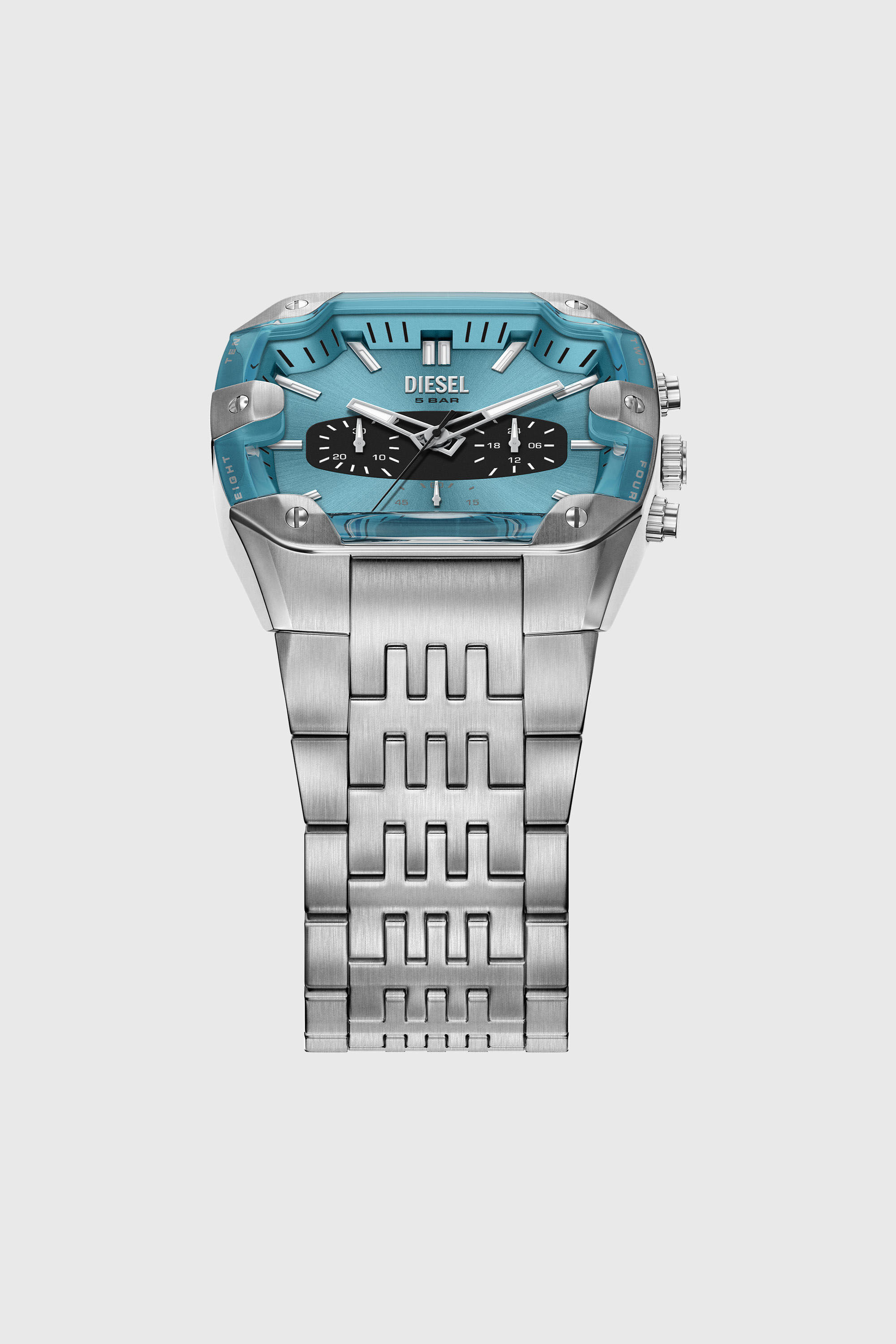 Diesel - DZ4725 WATCH, Montre Spiked Cushion en acier inoxydable Homme in Gris argent&eacute; - 4