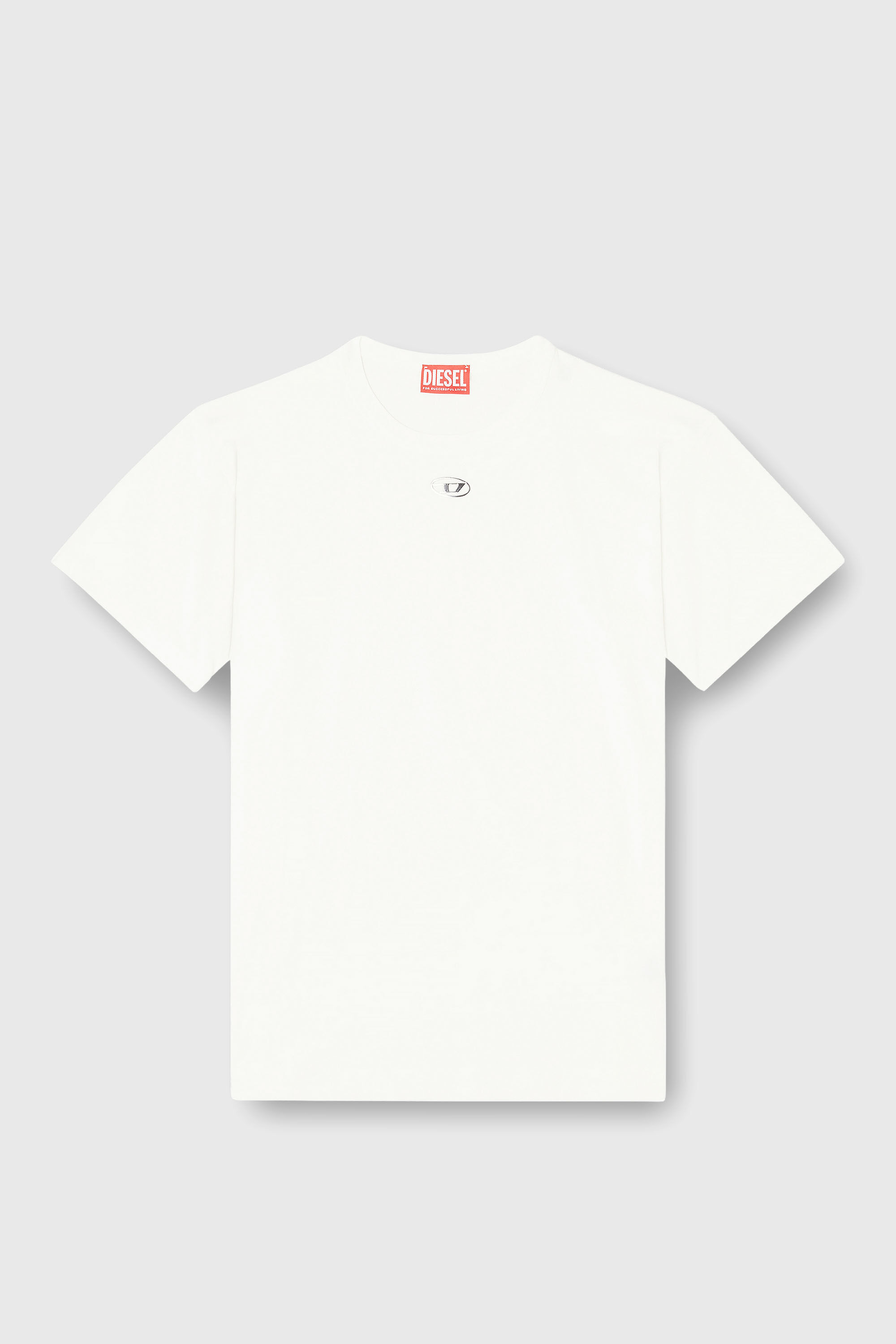 Diesel - T-NORMY-OD-S1, T-shirt en coton avec Oval D m&eacute;tallique Femme in Blanc - 2