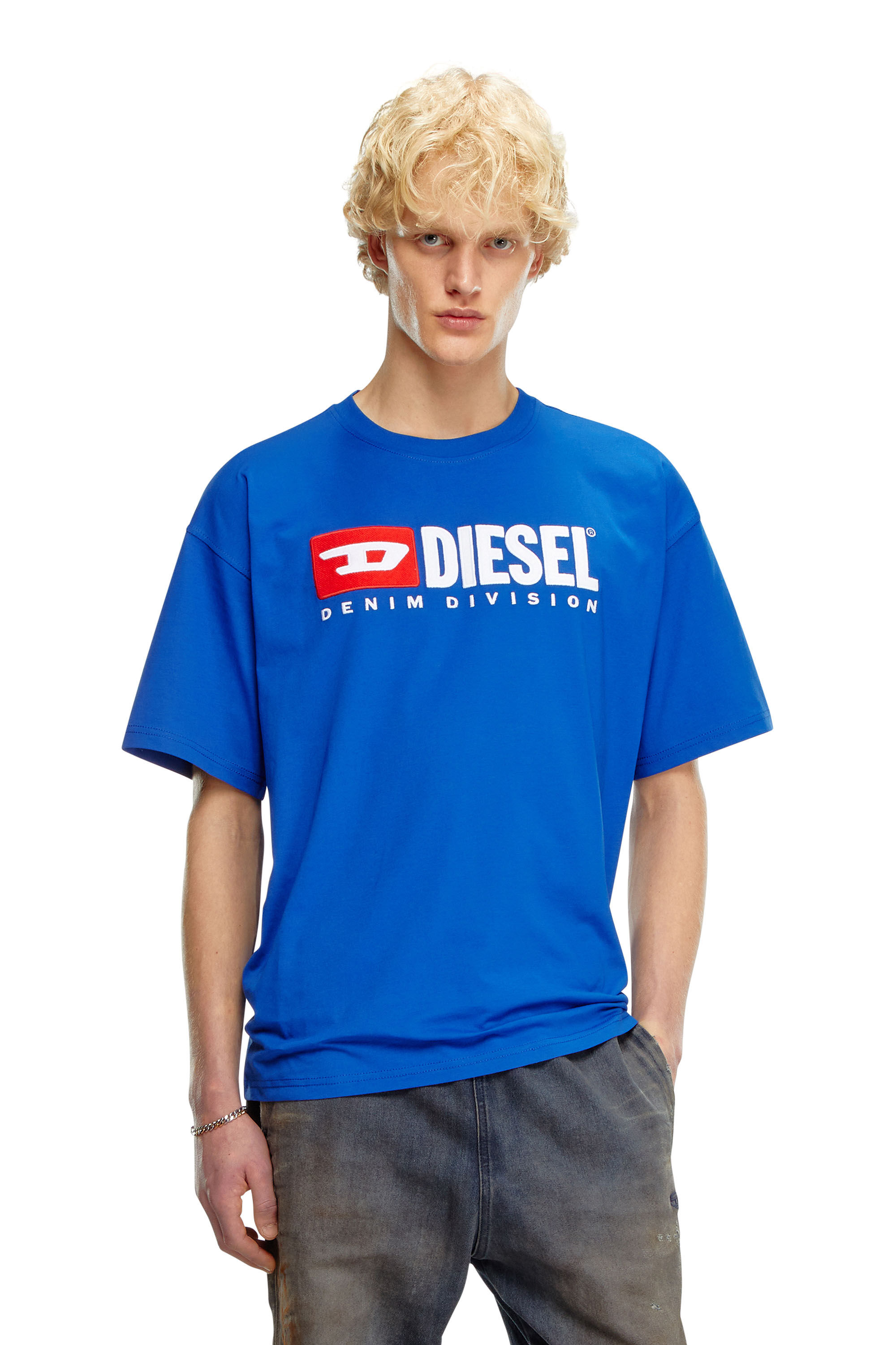 Diesel - T-BOXT-DIV, T-shirt avec empiècement Diesel Homme in Bleu - 3