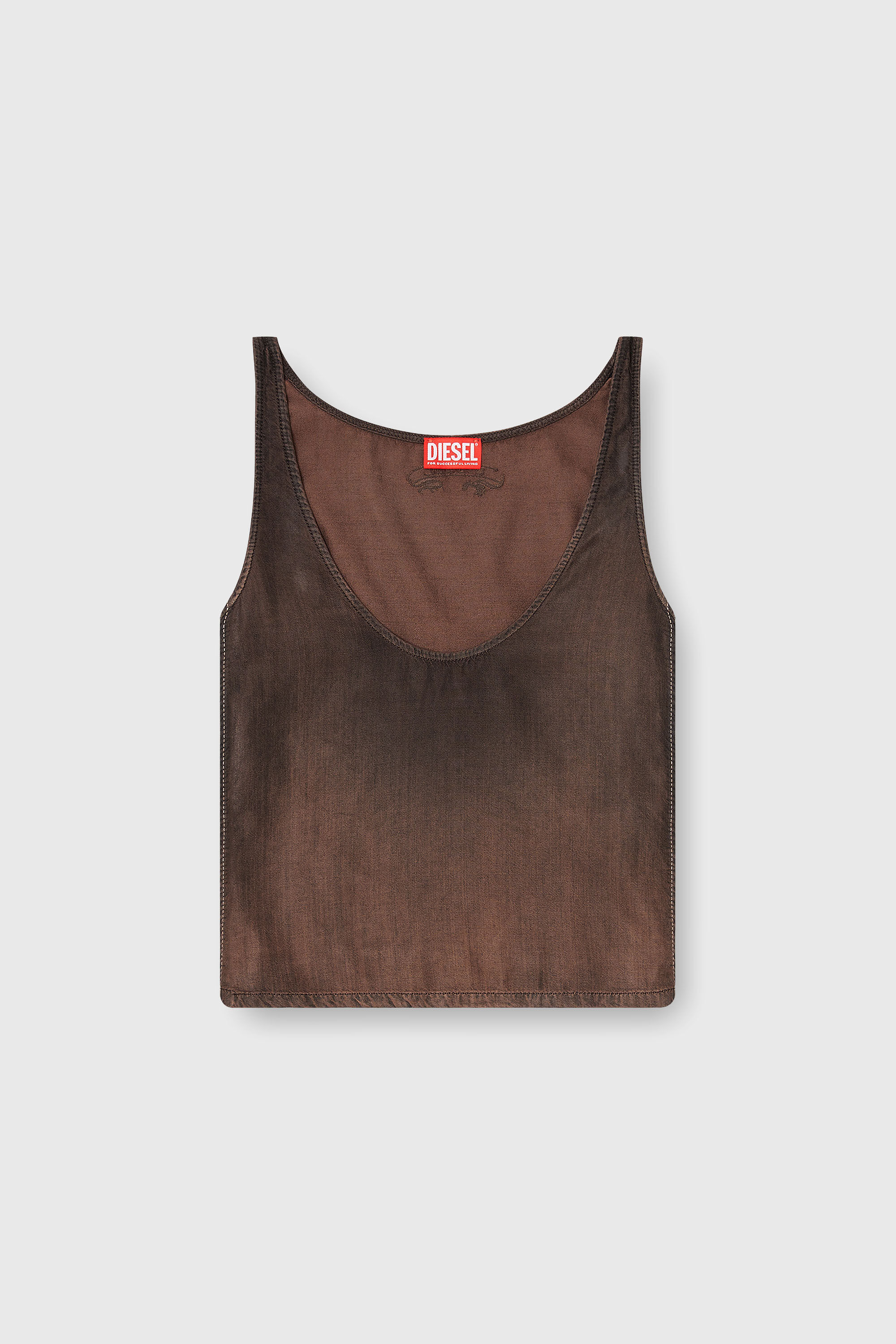Diesel - DE-NORIAN-S, D&eacute;bardeur en denim enduit fluide Femme in Marron - 2