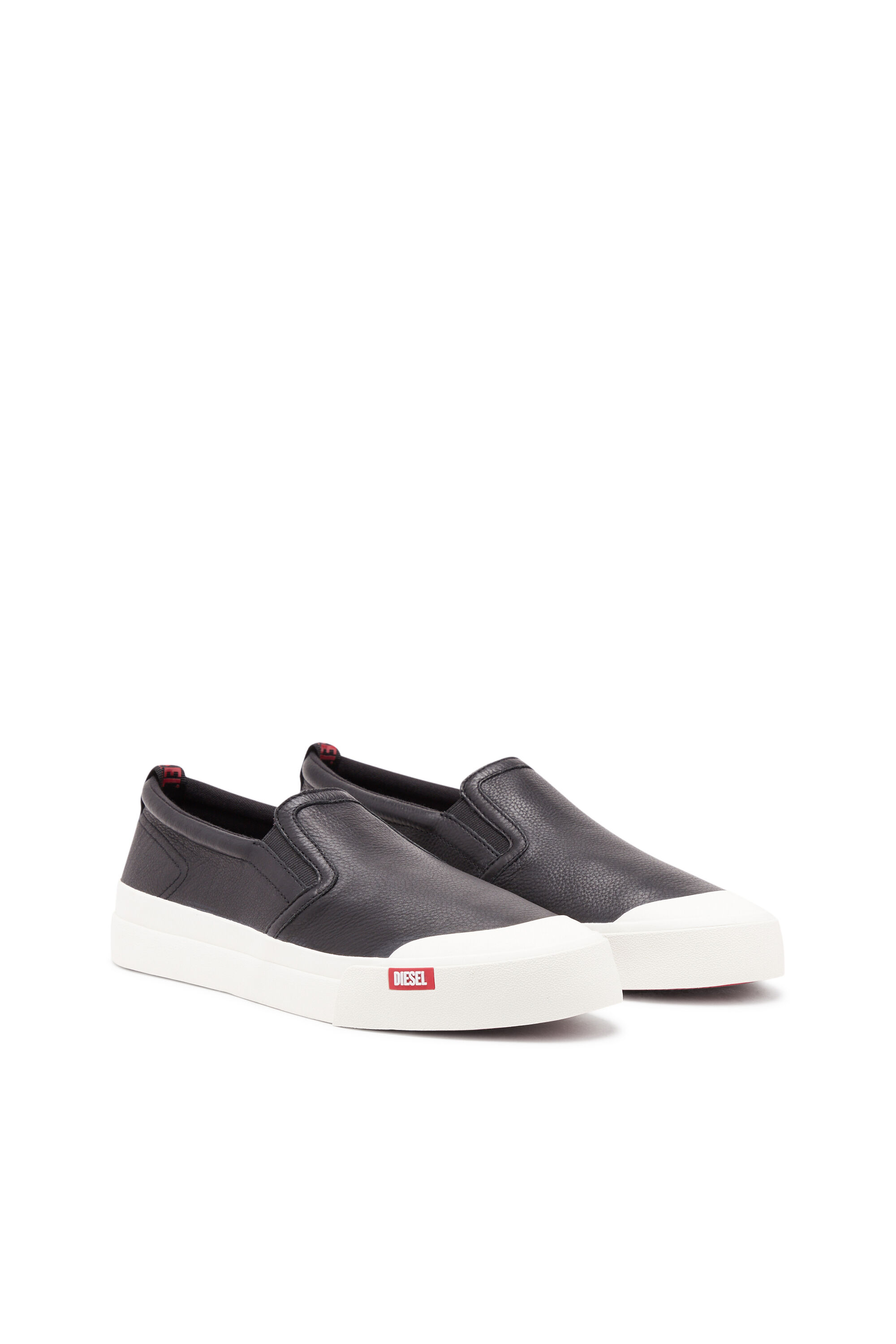 S Athos Slip On Sneakers a enfiler en cuir uni Homme Noir Diesel