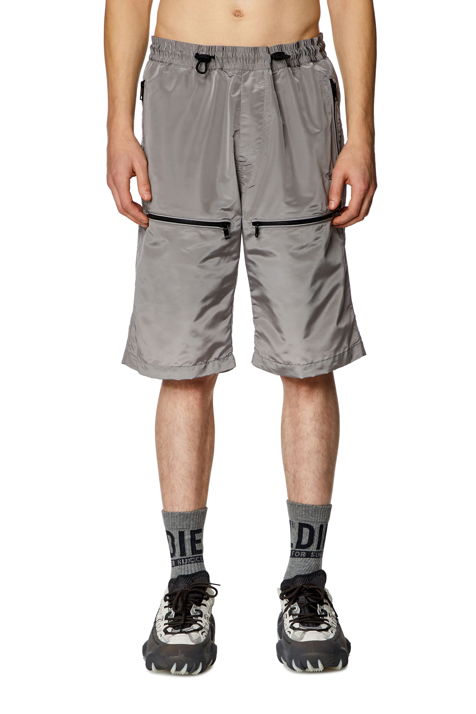 Diesel - P-MCKELL-SHORT, Man Cargo shorts in ciré nylon in Grey - Image 3