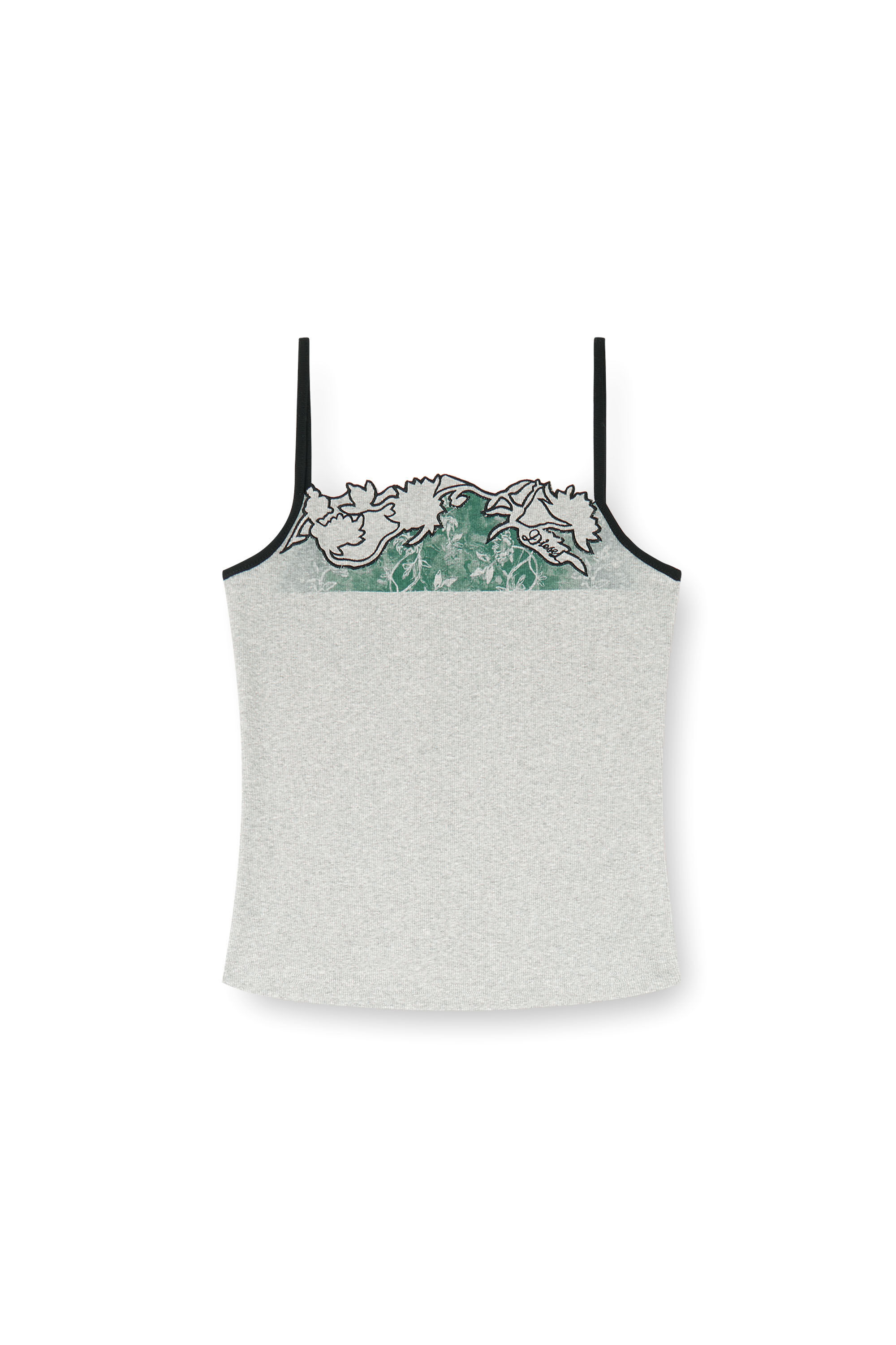 Diesel - T-EDNA, D&eacute;bardeur c&ocirc;tel&eacute; avec broderie florale en contour Femme in Gris - 2