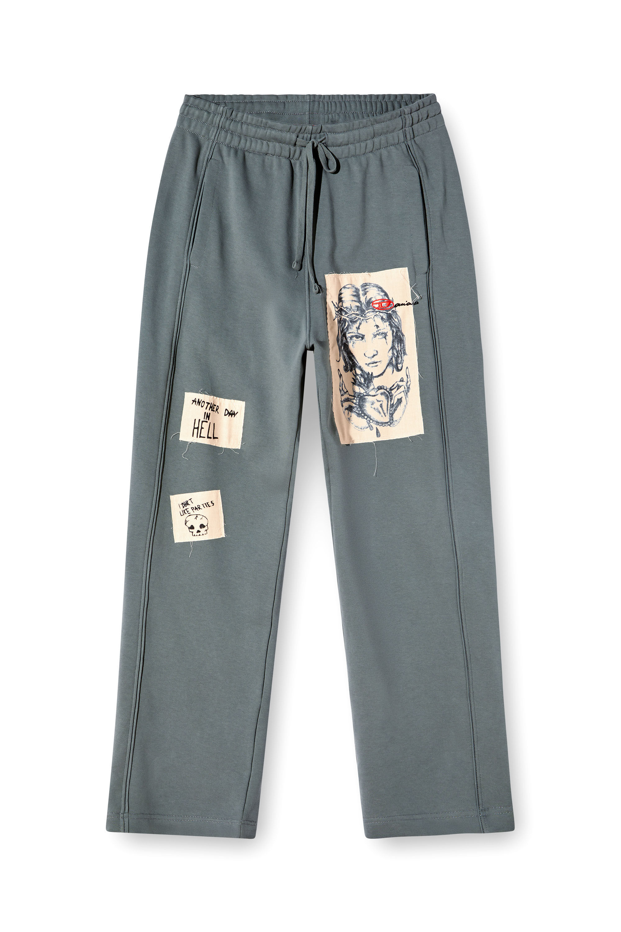 Diesel - P-MARTYANS-DD, Pantalon de survêtement avec empiècements tatouage Mixte in Gris - 2