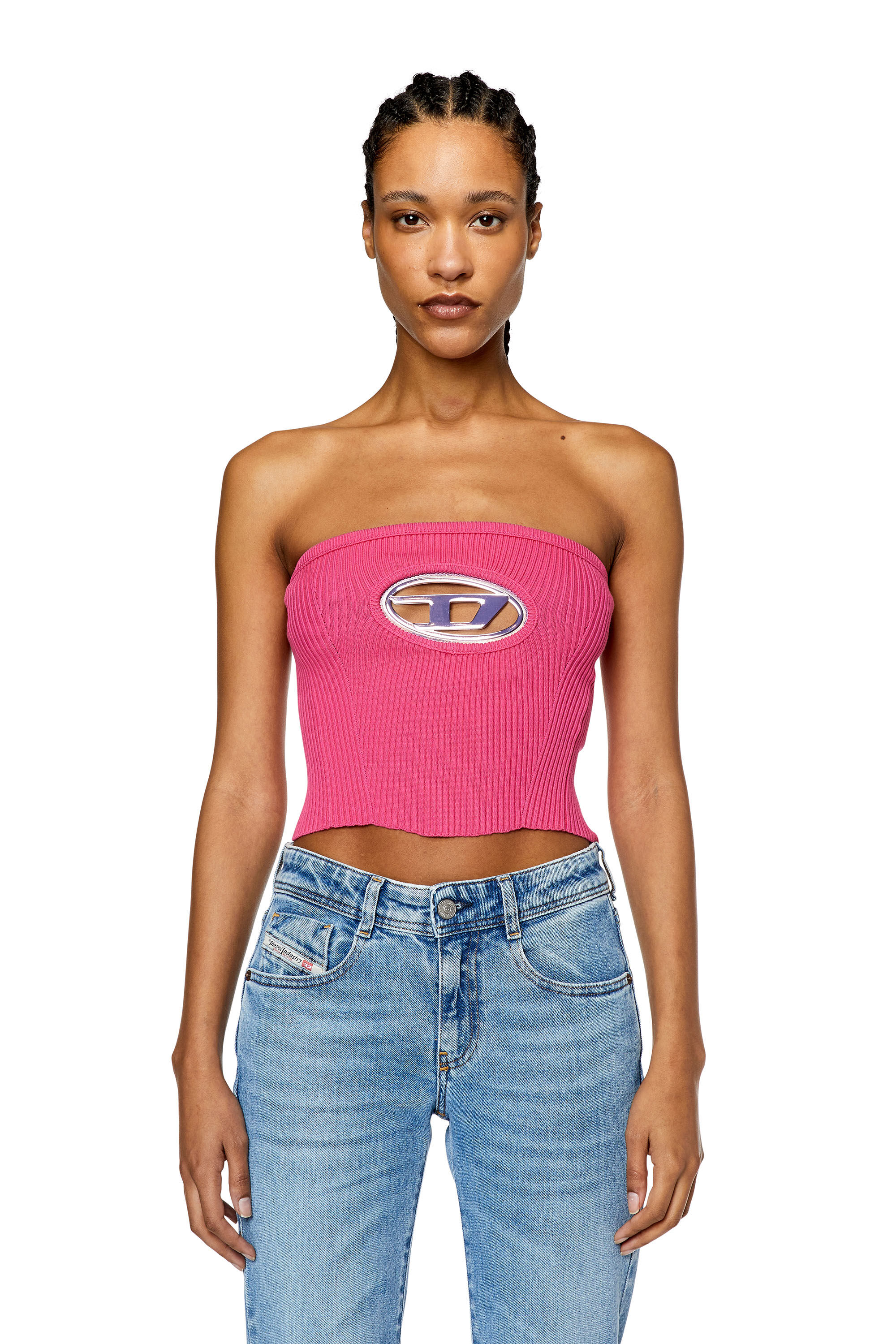 Women's Bandeau top with oval D plaque | Pink | Diesel {{Country}}