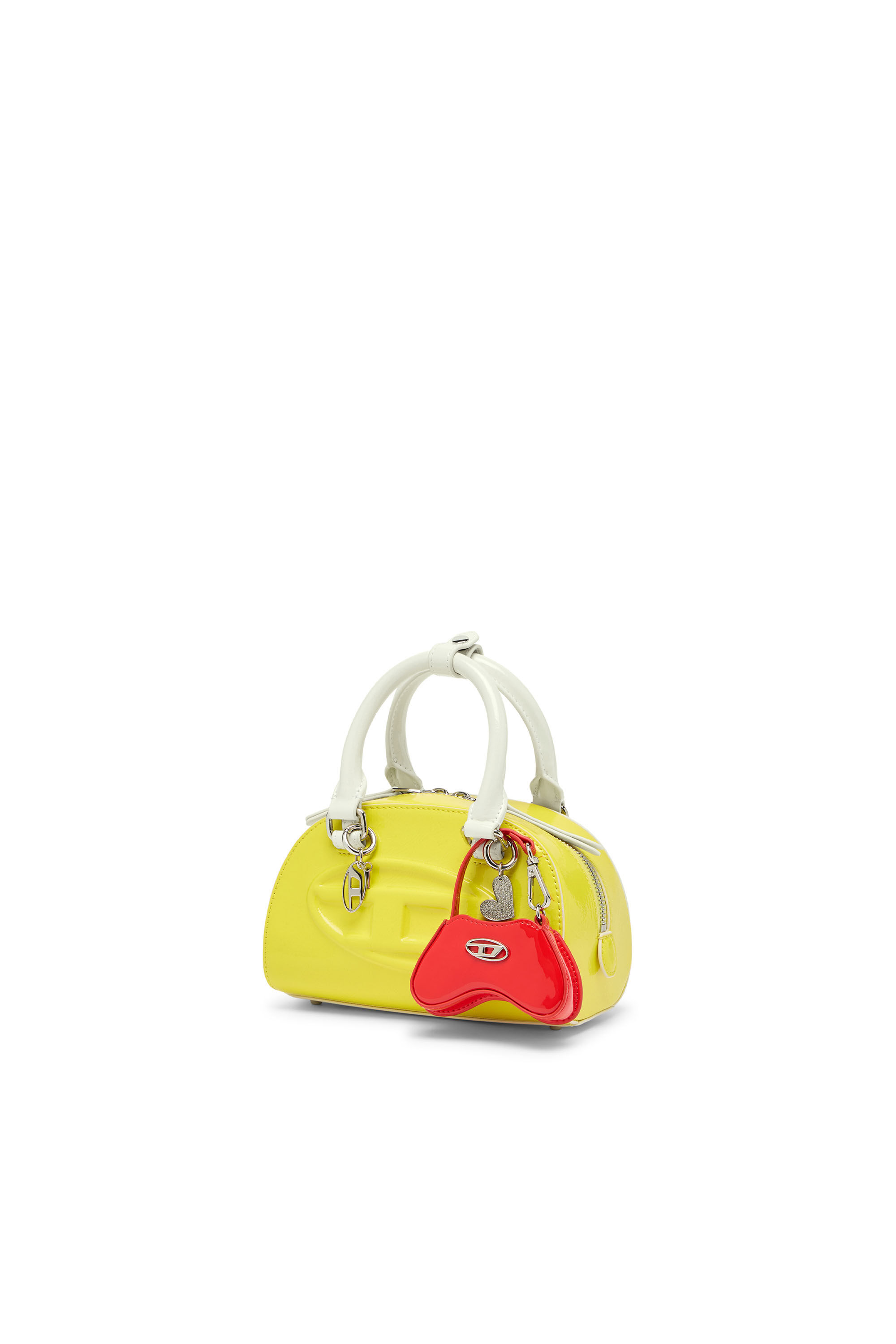Diesel - 1DR DOME CROSSBODY, 1DR Dome-Sac &agrave; bowling mini avec effet naplak Femme in Jaune - 7