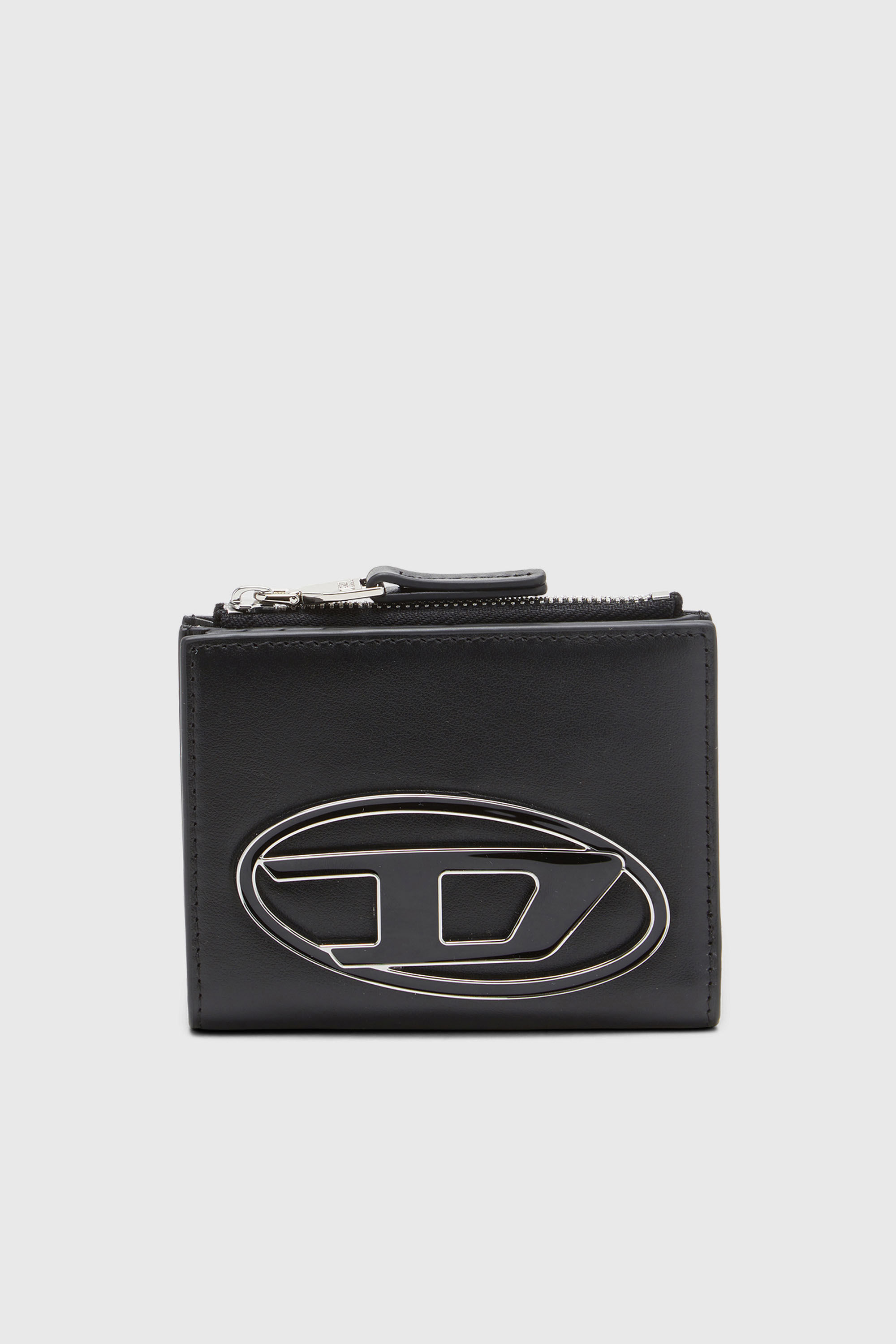 Diesel - 1DR BI-FOLD ZIP II, Petit portefeuille en cuir avec plaque &agrave; logo Femme in Noir - 1