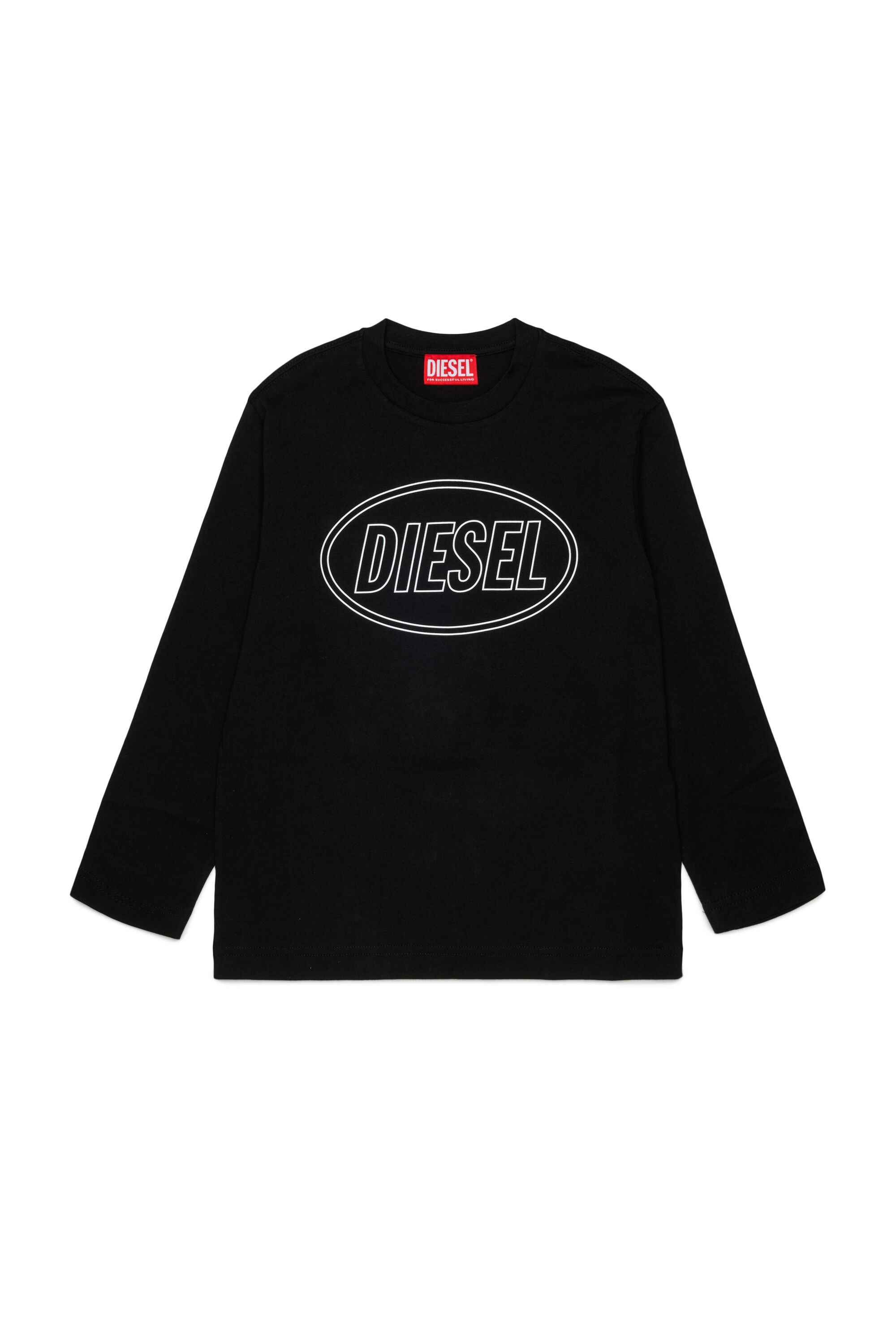 Diesel - TCIRCLELS OVER, T-shirt &agrave; manches longues avec logo Oval D Homme in Noir - 1