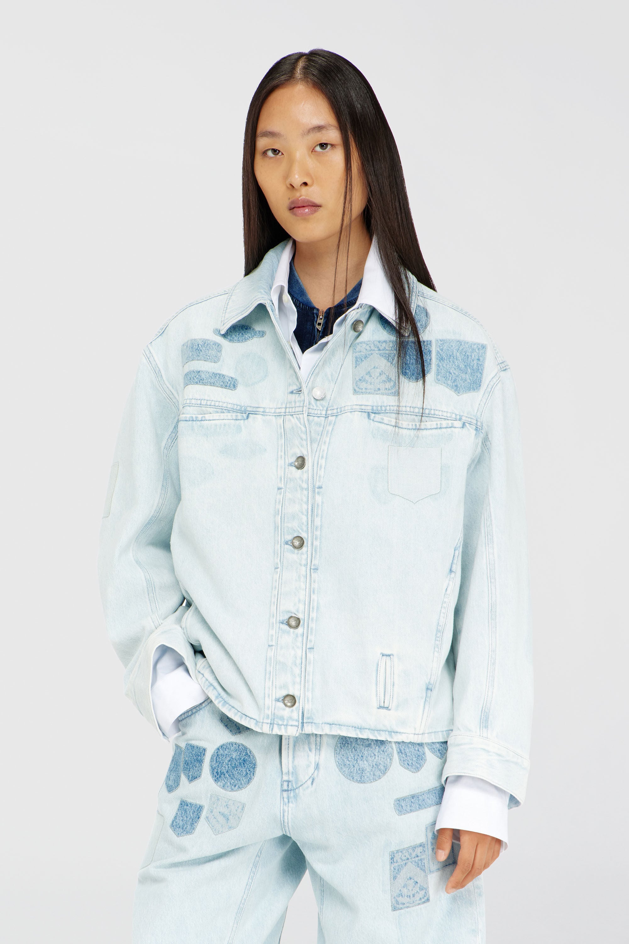Diesel - D-RYMAVO-S, Chemise en denim effet patch Mixte in Bleu - 6
